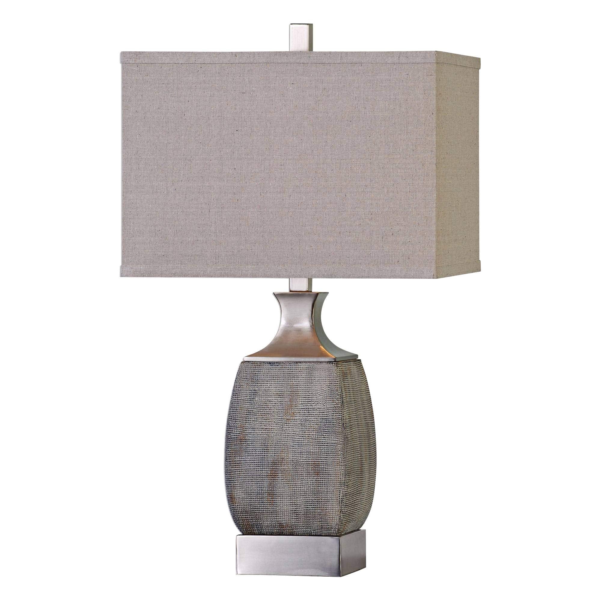 Uttermost Table Lamp - 1 Light, Ceramic, Textured Rust Bronze/Brushed Nickel, 10 D X 16 W X 27.5 H, Model 27143-1