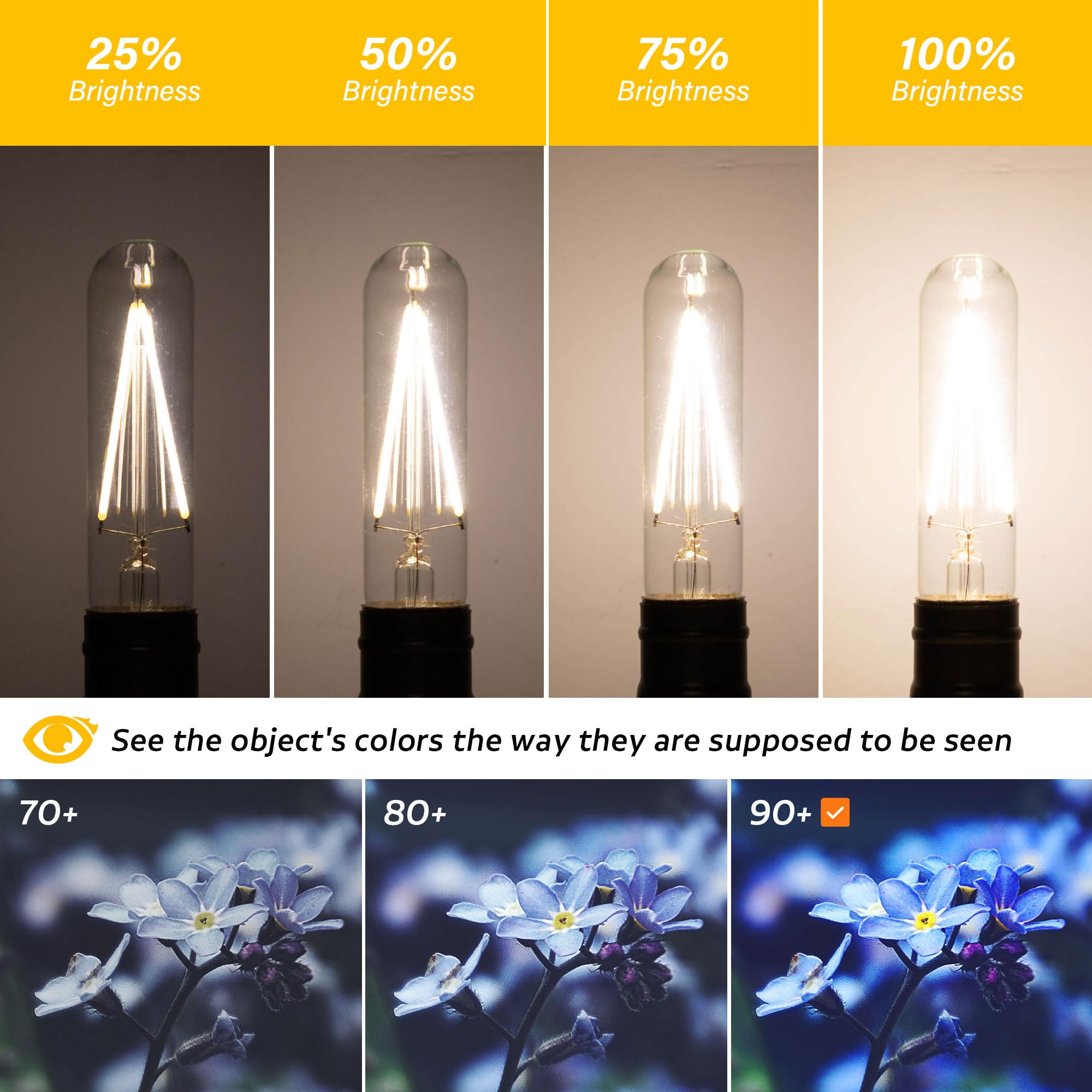 PADMO LUDAZ Dimmable T10 LED Bulbs 4W (40W Equivalent) Pack of 2 Neutral White 4000K Glass