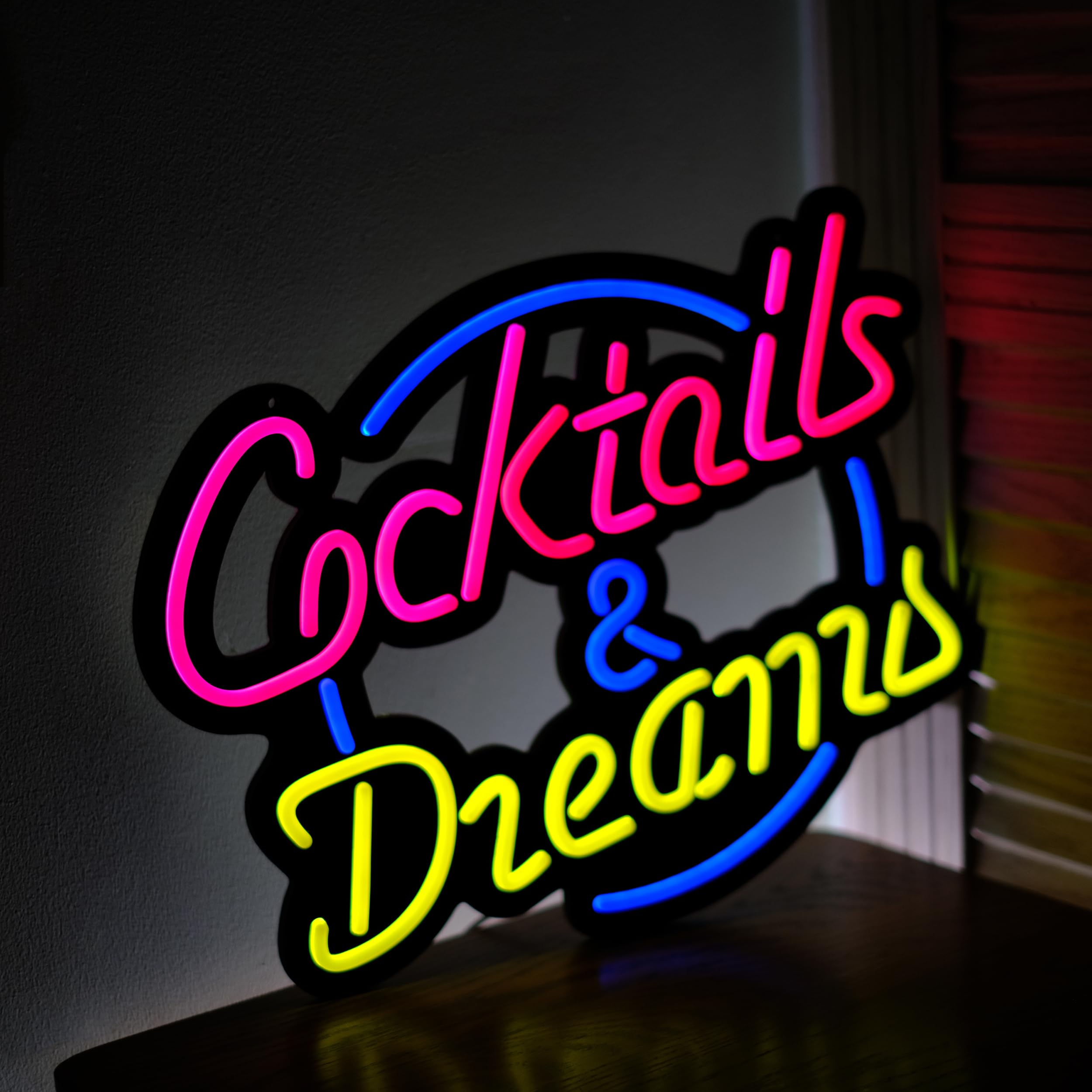 Vgvlgnss Ultrathin Neon Sign Art - Yellow Cocktails Wall Light For Bedroom, Cafe, Wedding Decor