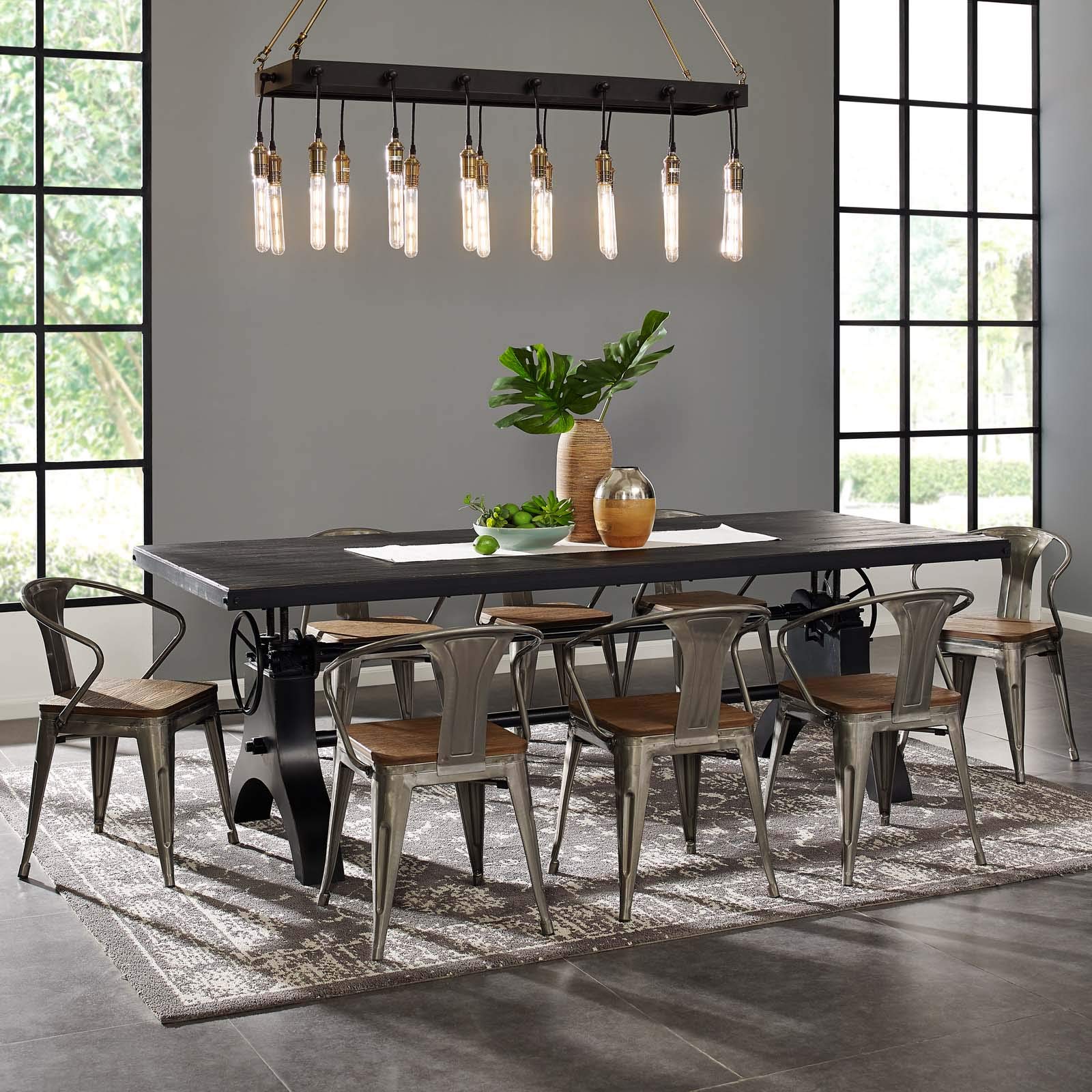 Modway Modern Farmhouse 16-Light Chandelier, Metal, 12inL x 77inH, Black, Model EEI-3275
