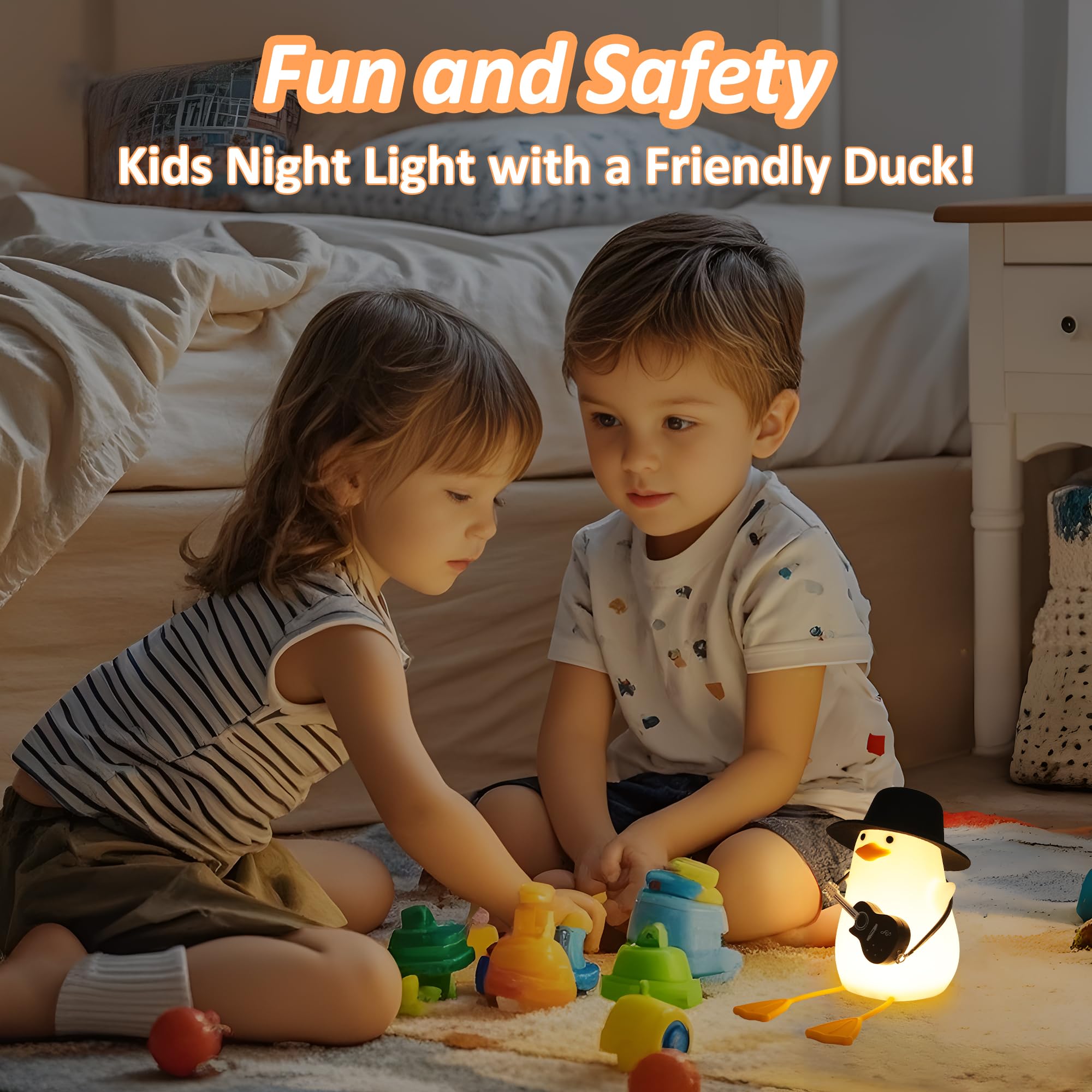 Anywin Duck Night Light, Squishy Duck Lamp, Silicone Bedside Light Up Funny Duck With Dimmer & Rechargeable. Birthday Gifts For