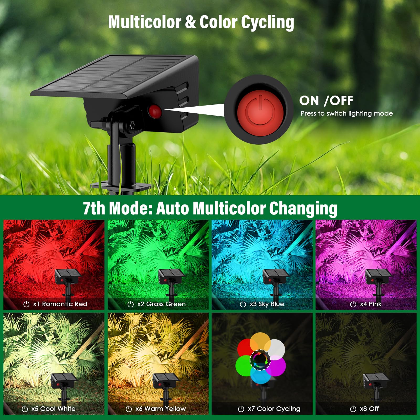 Lamkeep Solar Spot Lights Outdoor With 7 Lighting Modes Rgb  4 Pack Solar Color Changing Lights Ip68 With 29 Led & Auto On/Off  Multicolor Outdoor Lights For Outside  Garden  Yard(Multicolor)