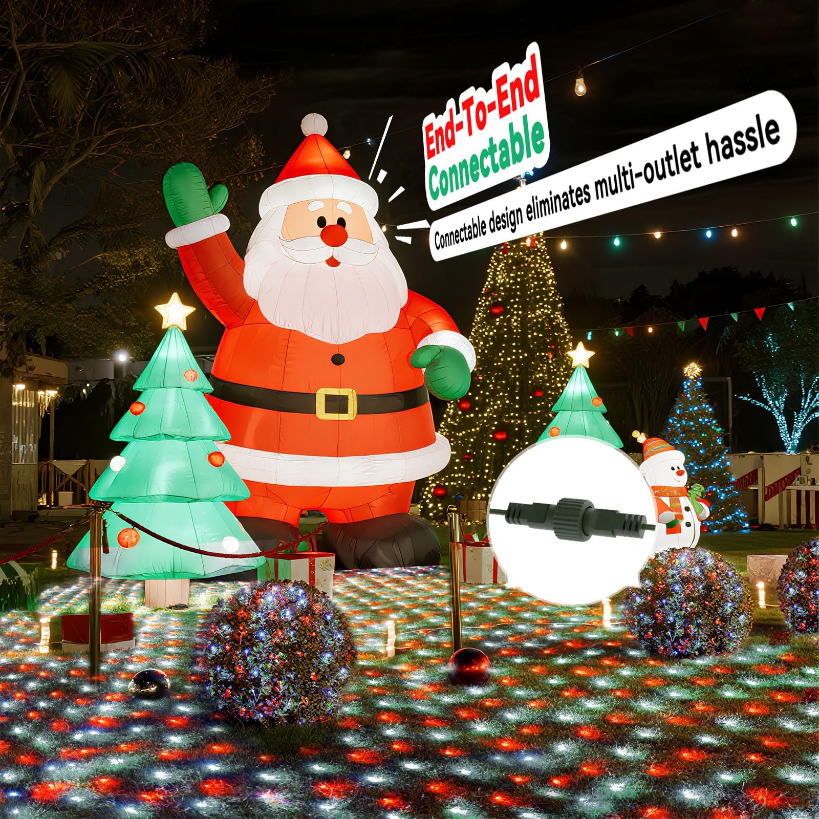 LitHome Christmas Net Lights - 300 LED Red & White, 14.8FT x 5FT, Waterproof, Connectable, Model B-RG-S-AA-04