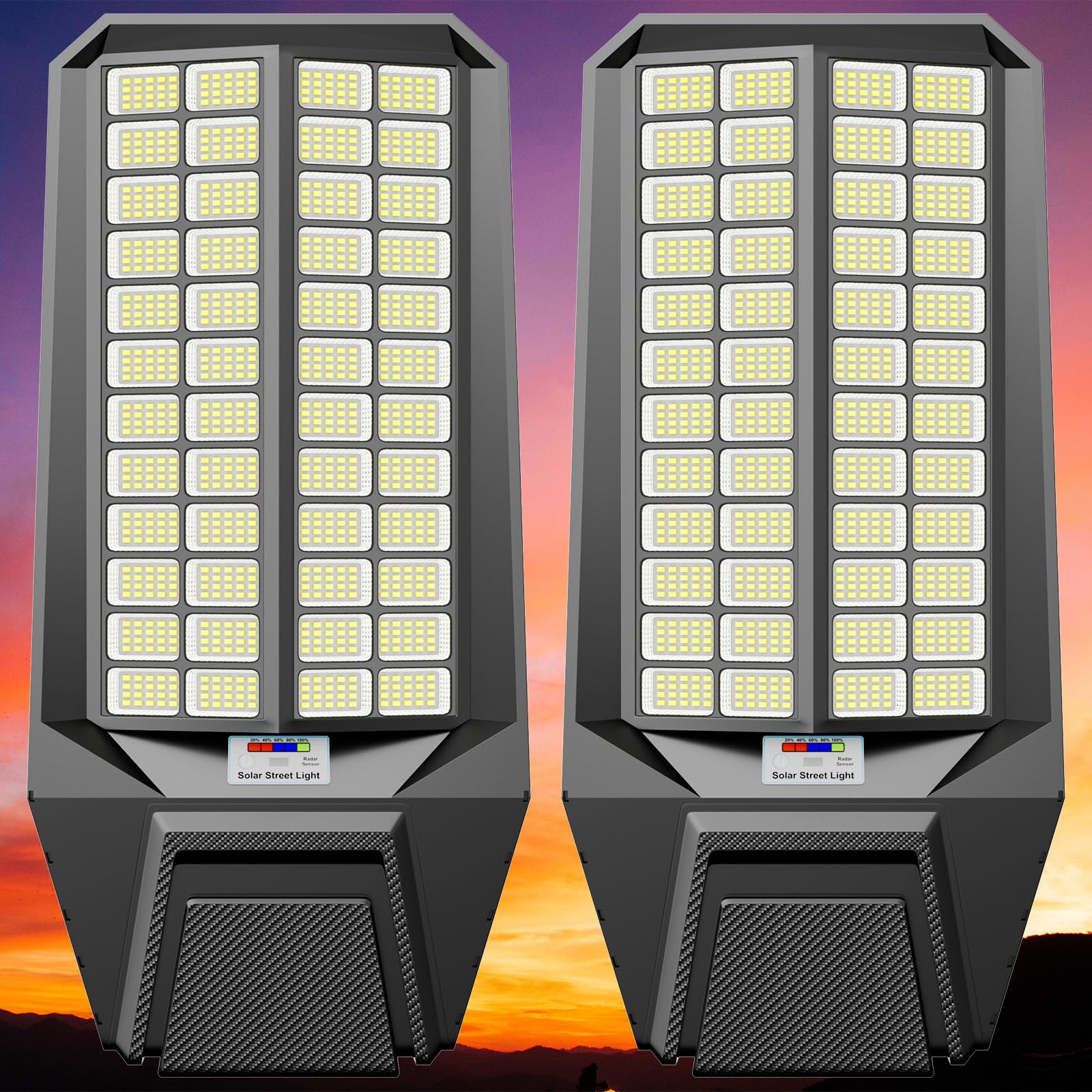 Vzyhik Commercial Solar Street Lights Outdoor - Waterproof Motion Sensor & Dusk to Down, Street Solar Parking Lot Light Outside 