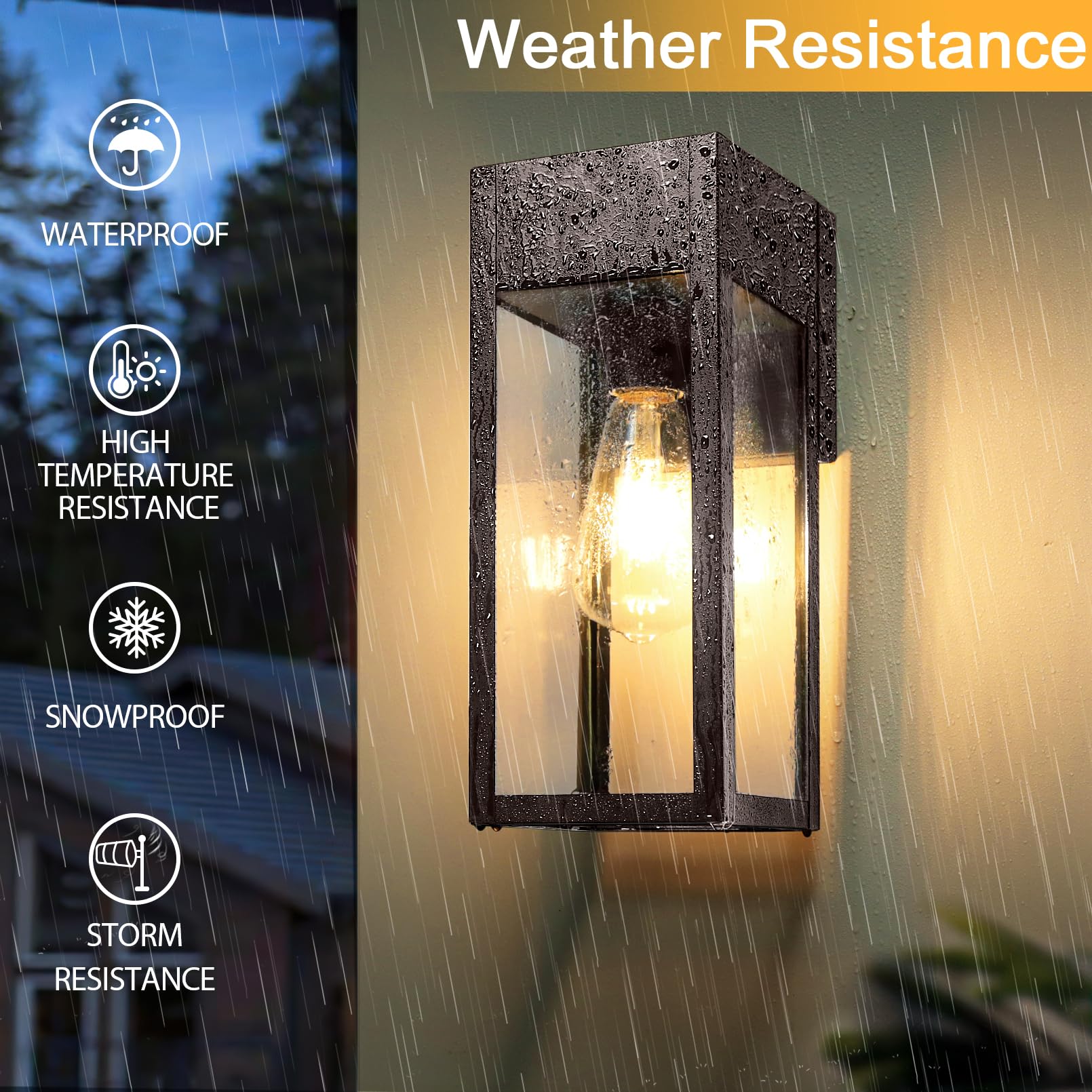 OYKYOHEI Outdoor Wall Sconce Lights, Waterproof Metal Lantern with GFCI Outlet, Oil Rubbed Bronze, No Sensor, 2 Pack