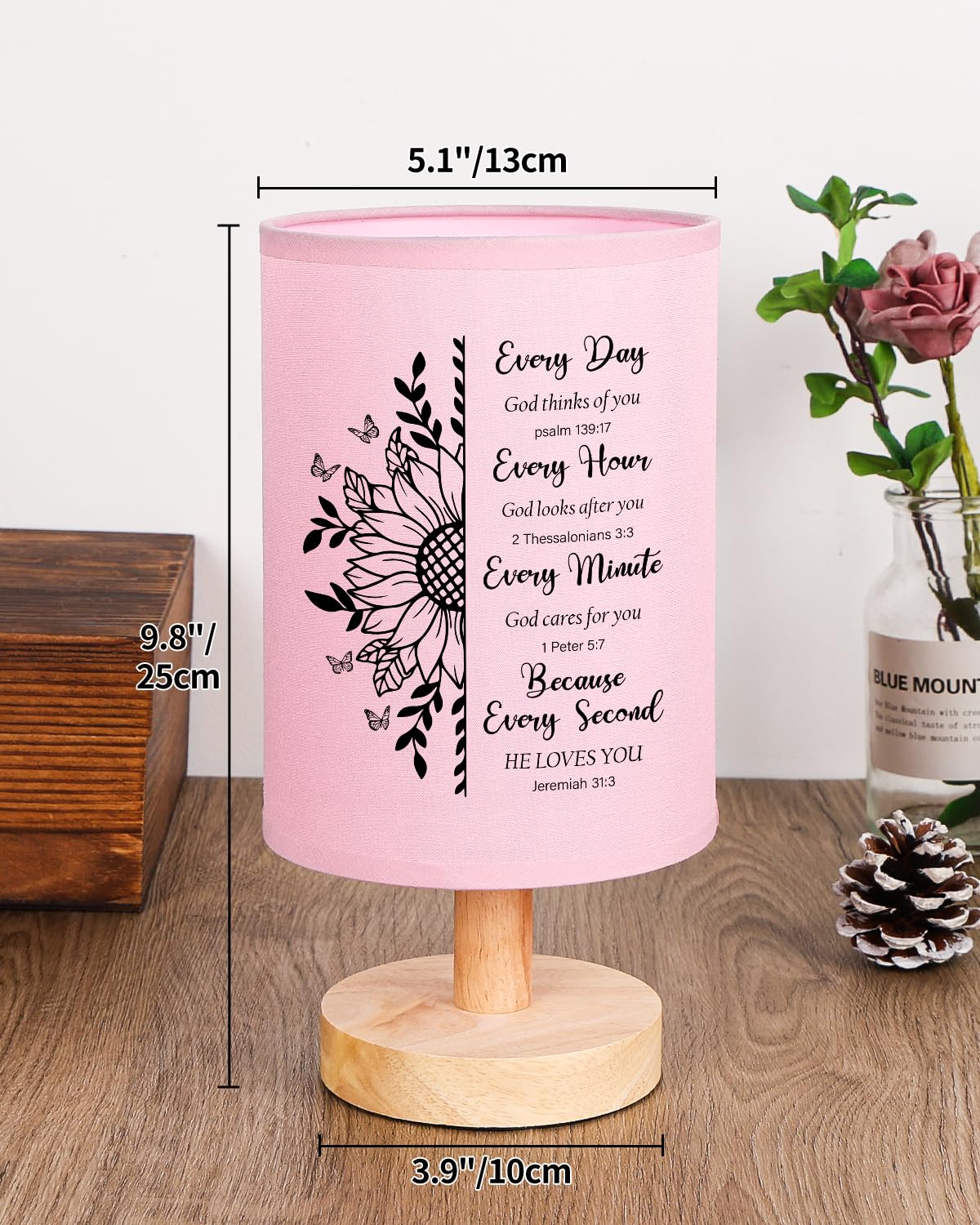 Christian Gifts For Women Table Lamp, Religious Gifts For Women With Bible Verse Prayer Inspirational Gift Fabric Lamp Spiritual