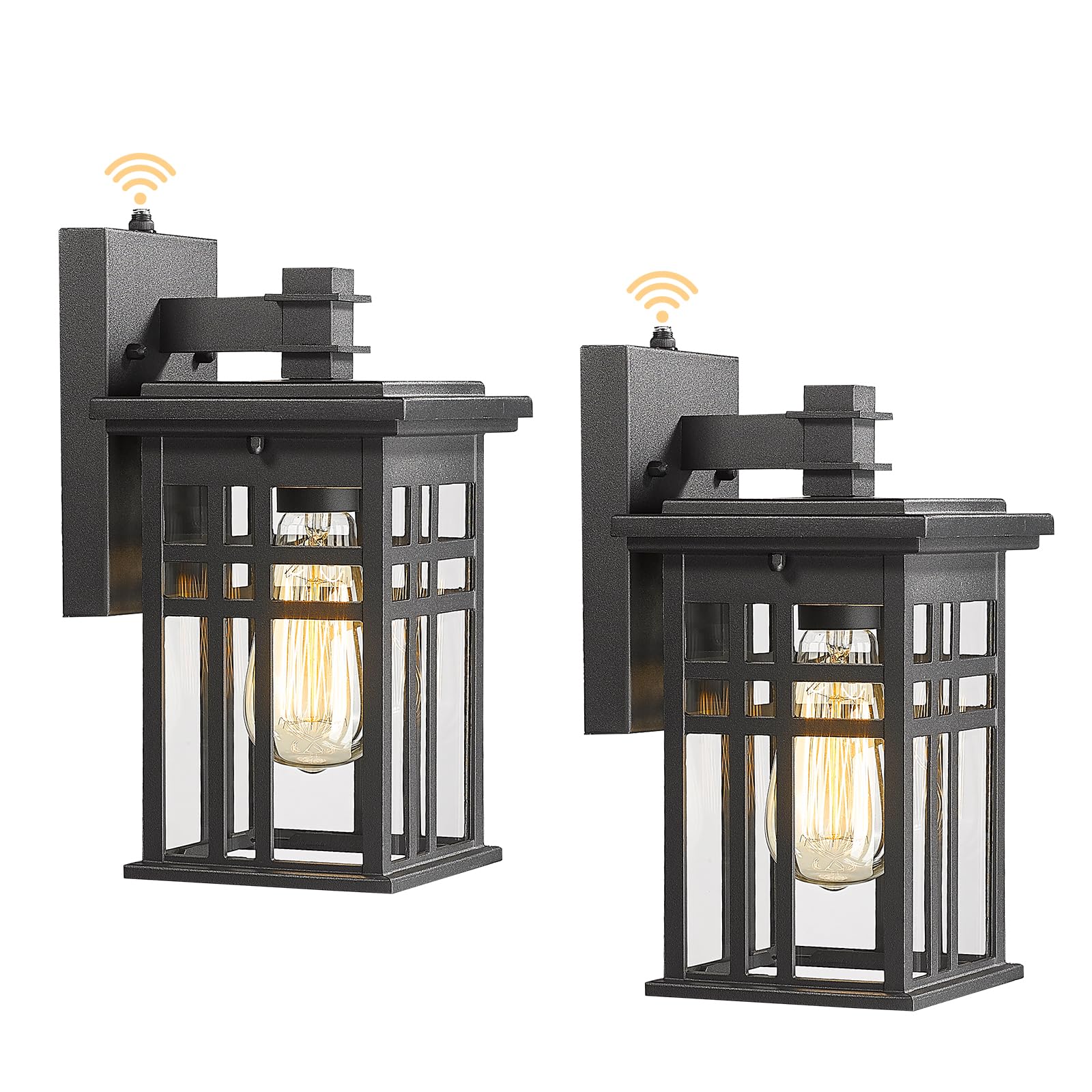 Hwh Dusk To Dawn Sensor Outdoor Wall Sconces, Matte Black, 2-Pack, For Garage & Garden