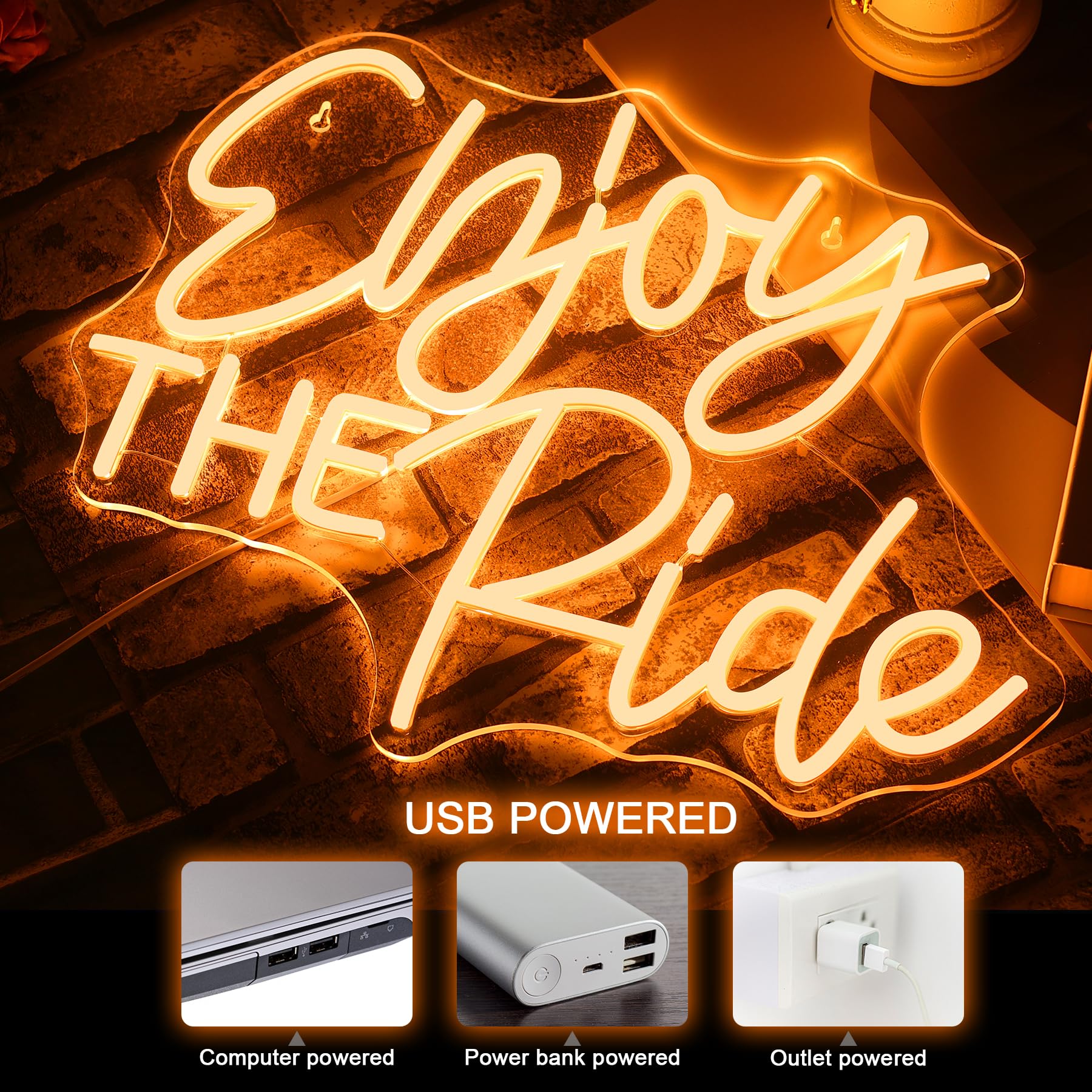Nosun Enjoy The Ride Neon Sign Sports Neon Signs Led Light Sign Gym Logo Home Gym Decor Fitness Neon Light Gift For Cyclist Cycling Neon Sign
