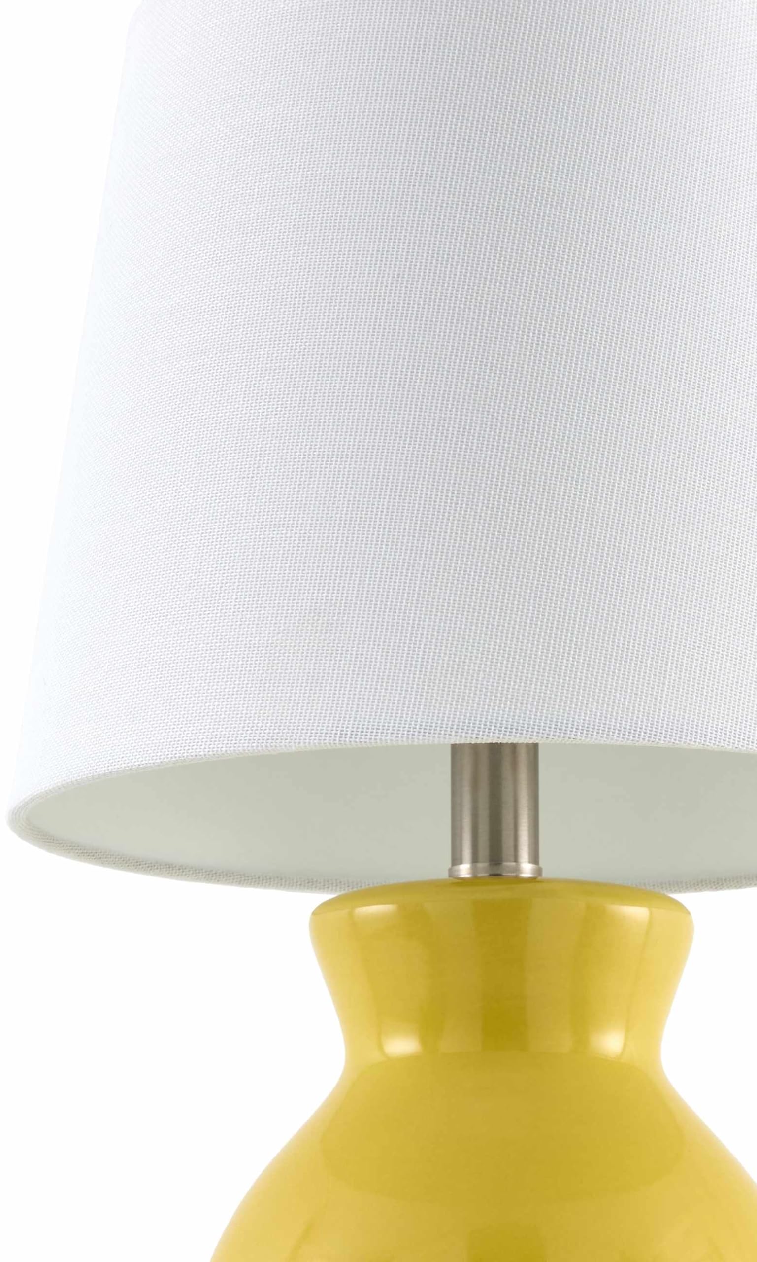 BoutiqueRugs Ceramic Bedside Table Lamp - 15inH Taper - Mustard, White - Model SPXZVB1-031
