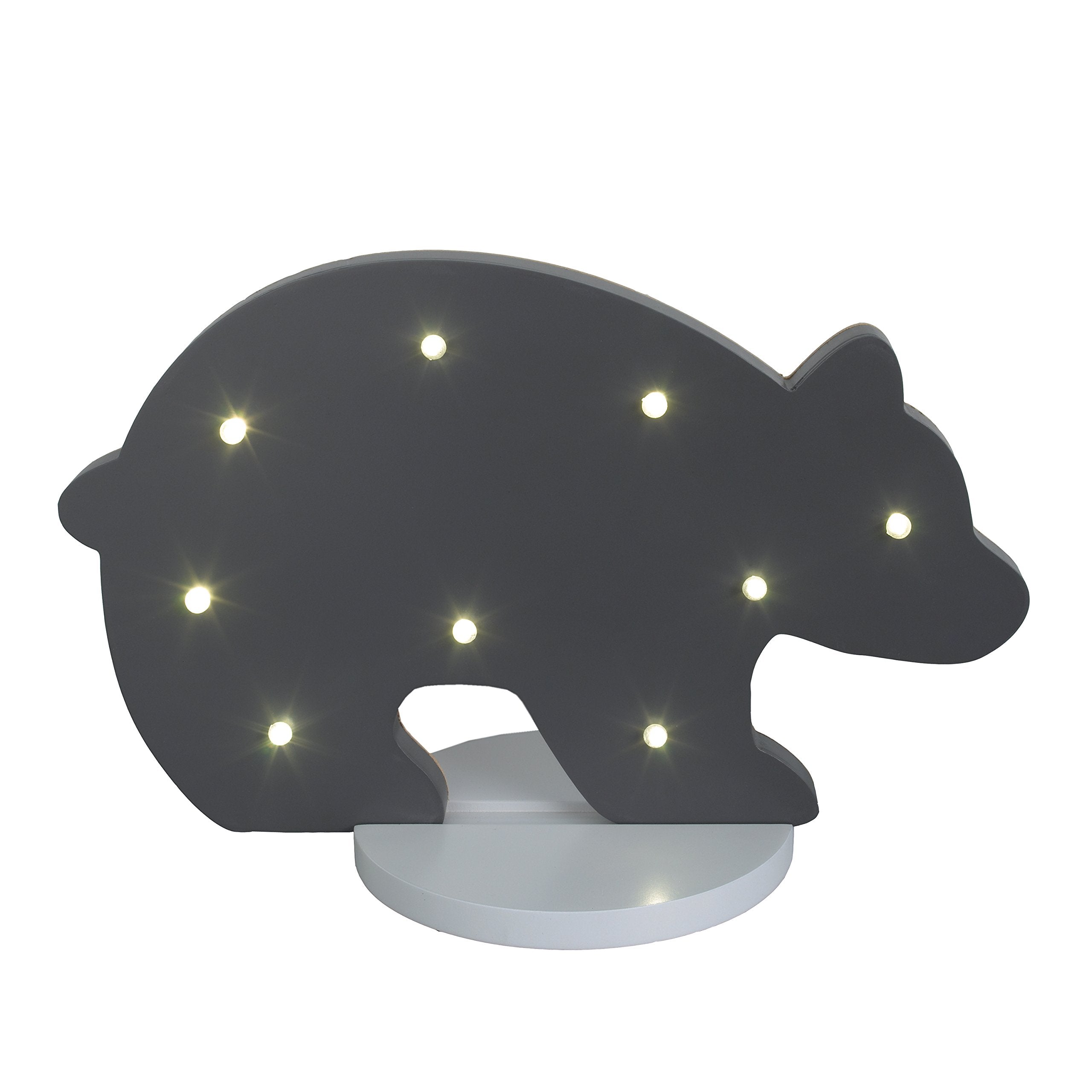 NoJo Bear Shaped Lighted Nursery Decor, Dark Grey