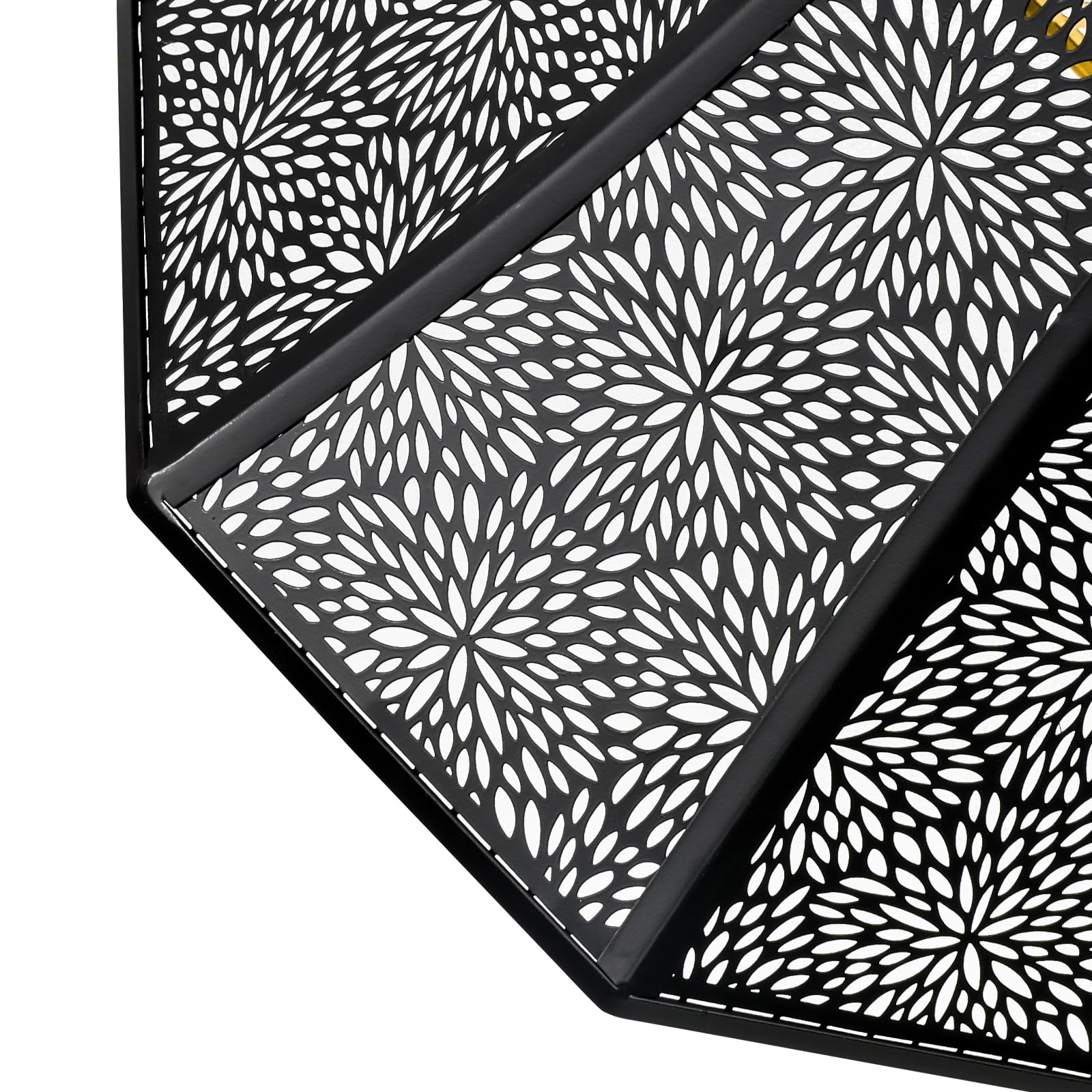 ALUCSET Octagonal Metal Lampshade, Black and Gold, 7.9x13.8x8.7in, Fits Table and Floor Lamp