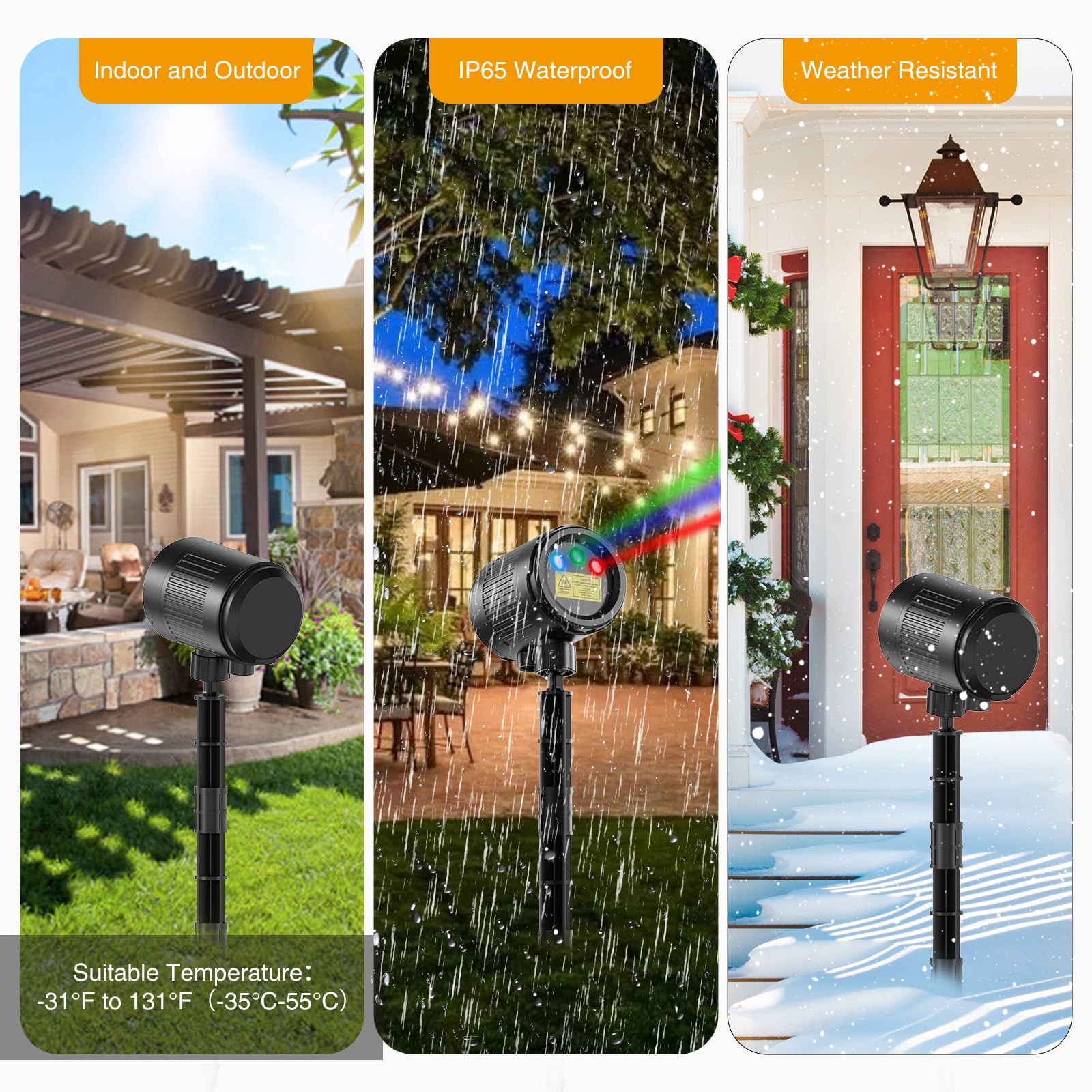 Christmas Projector Lights Outdoor, 3 Colors Rgb Christmas Light Outdoor With Remote Control, Ip65 Waterproof Cold Resistant Chr