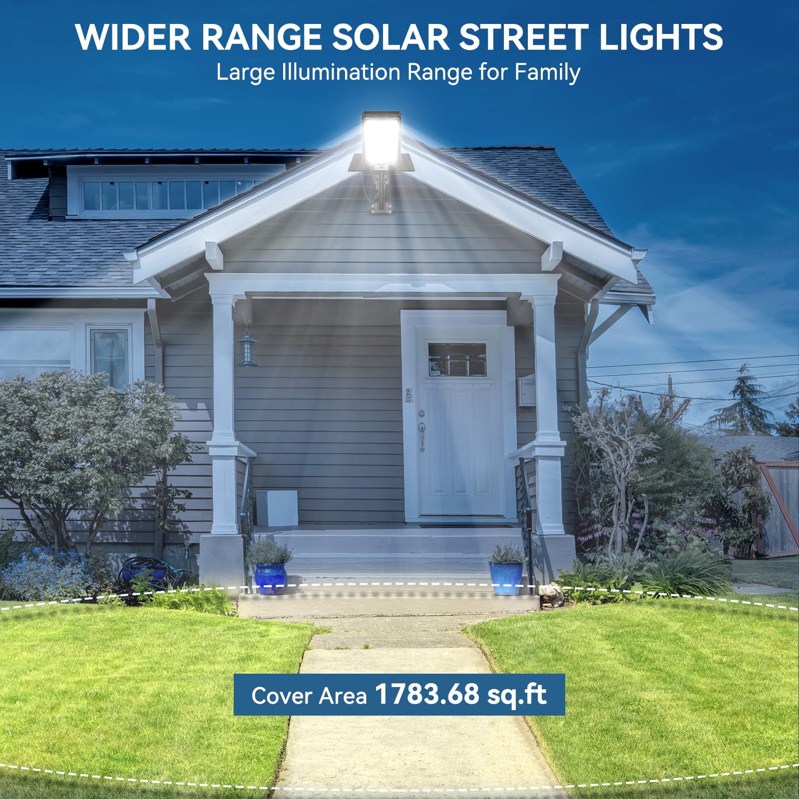 VOOJOY Solar Street Light Outdoor, 7000K LED, Motion Sensor, Remote Control, 9000W, Black, Model TW002C