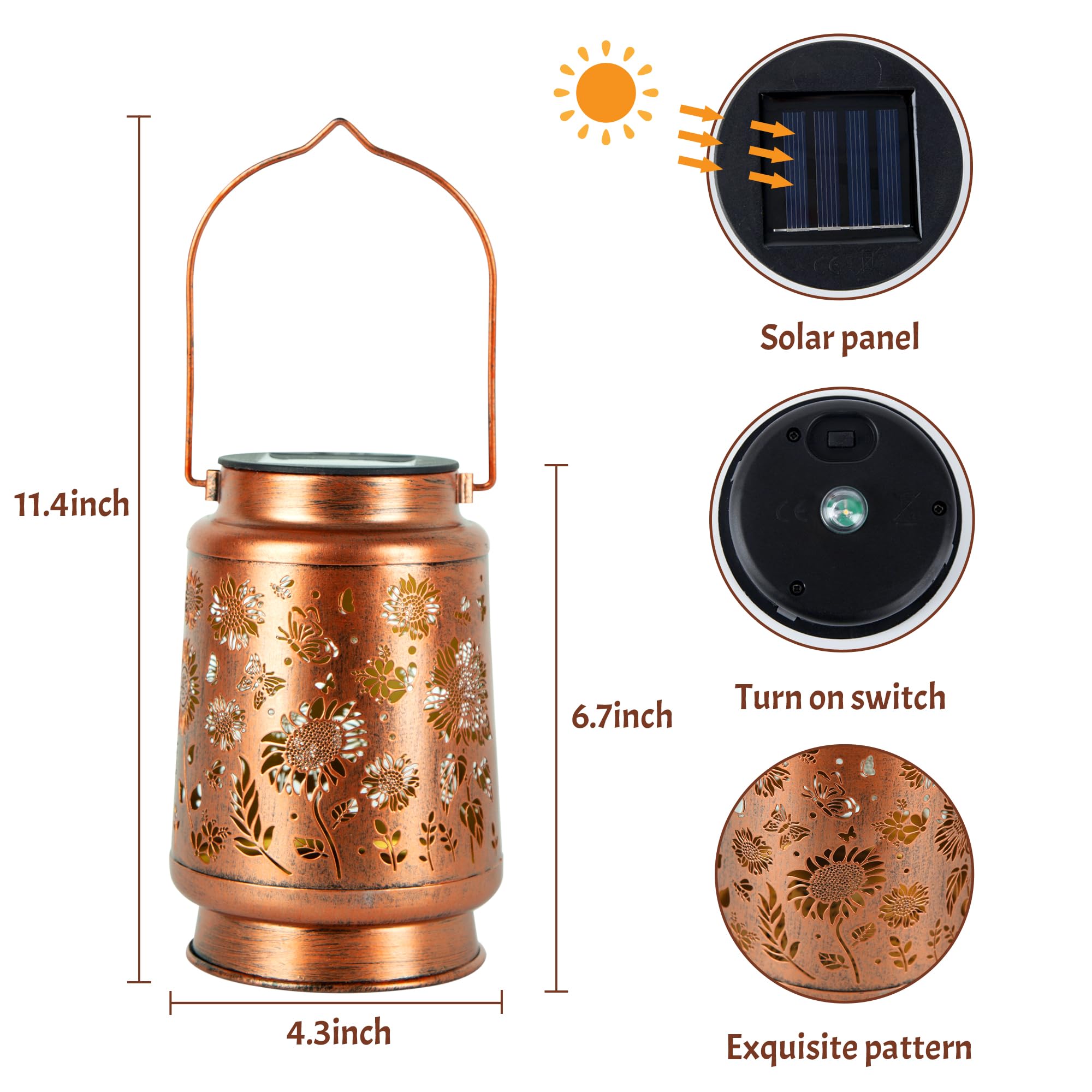 Anytalk 2 Pack Sunflower Solar Lantern Lights, Outdoor Solar Lanterns Garden Decor, Hanging Solar Lantern For Backyard Porch Pat