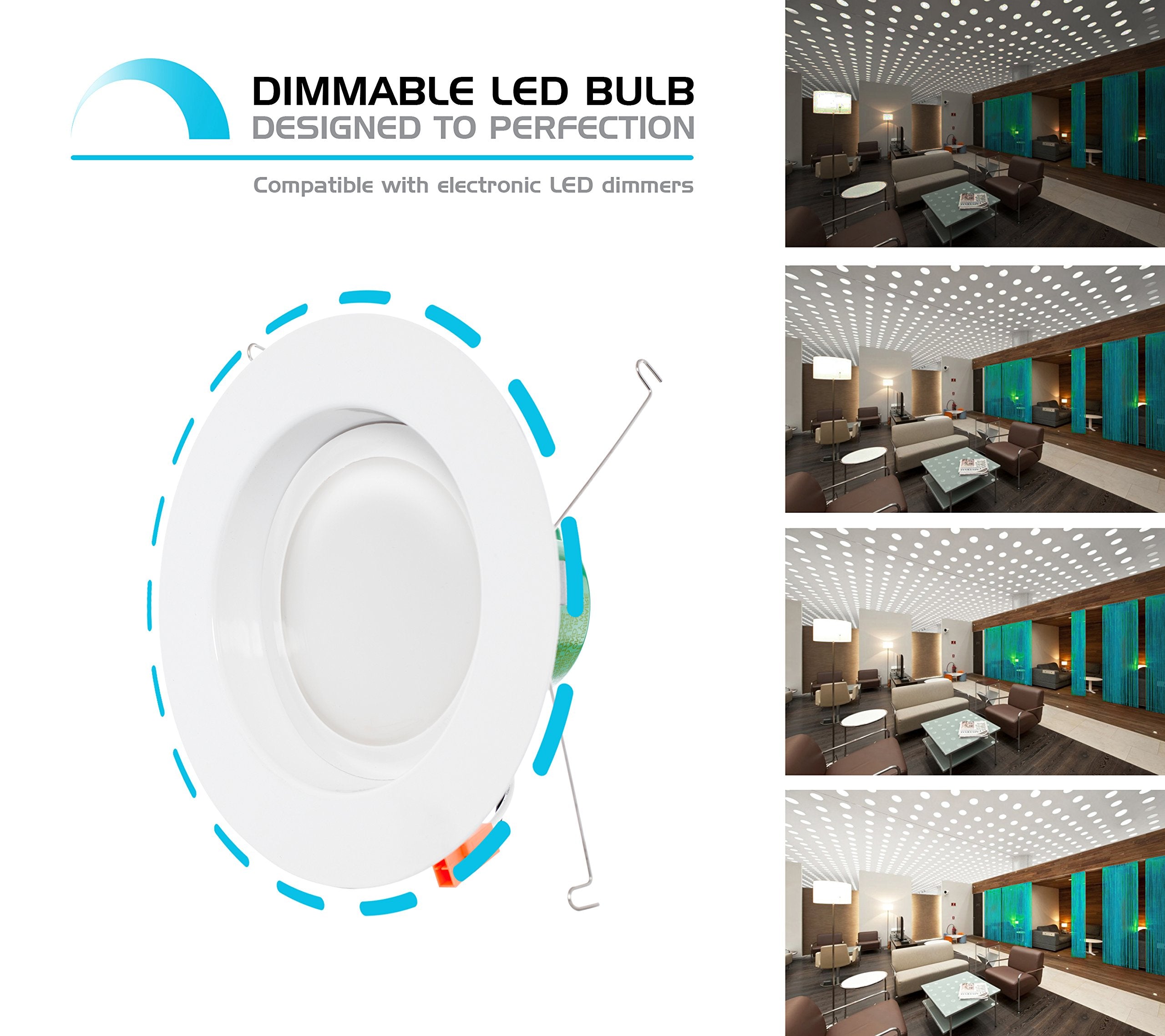 Westgate Lighting 19 Watt 6'' Inch Recessed Lighting Kit Dimmable Led Retrofit Downlight With Integrated Smooth Trim 120V (3000K