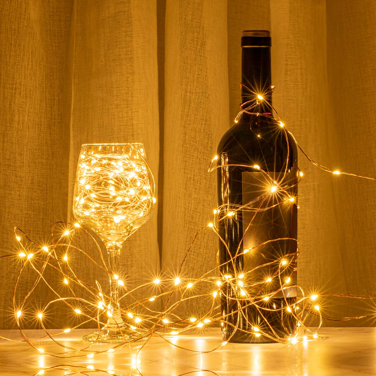 AWQ 200 LED 66 FT Copper Wire String Lights 8 Modes LED Fairy String Lights USB Powered with Remote Control for Christmas Tree Wedding Party Home Decoration