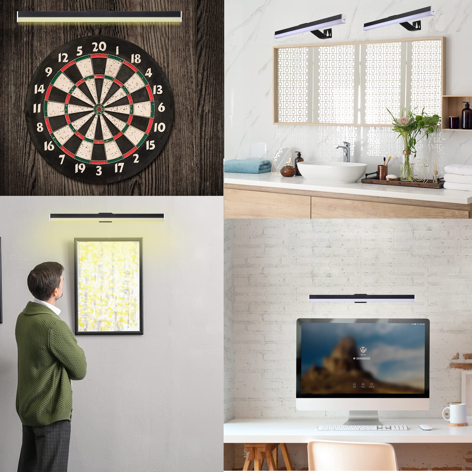 MIOBLUE Rechargeable Picture Light, 22 Inch, Metal, 60 LEDs, Dimmable, Black, Model HD-55B