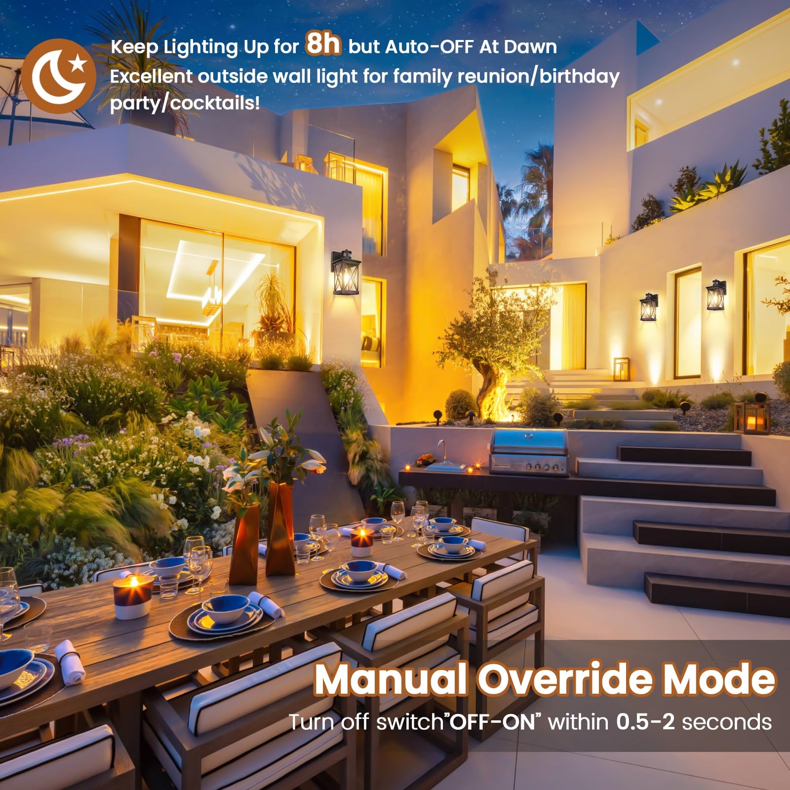 Tobusa 2-Pack Motion Sensor Outdoor Wall Lanterns, Waterproof Oil Rubbed Bronze Light Fixtures