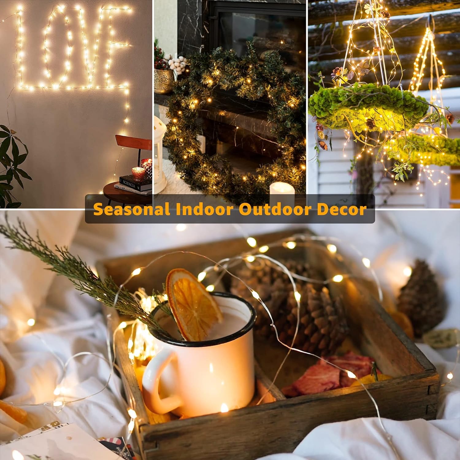 6 Pack Fairy Lights Battery Operated 7Ft 20 Led Mini String Lights Twinkle Lights Silver Wire Firefly Starry Lights For Mason Jars Wedding Party Christmas Centerpiece Table Decorations, Warm White