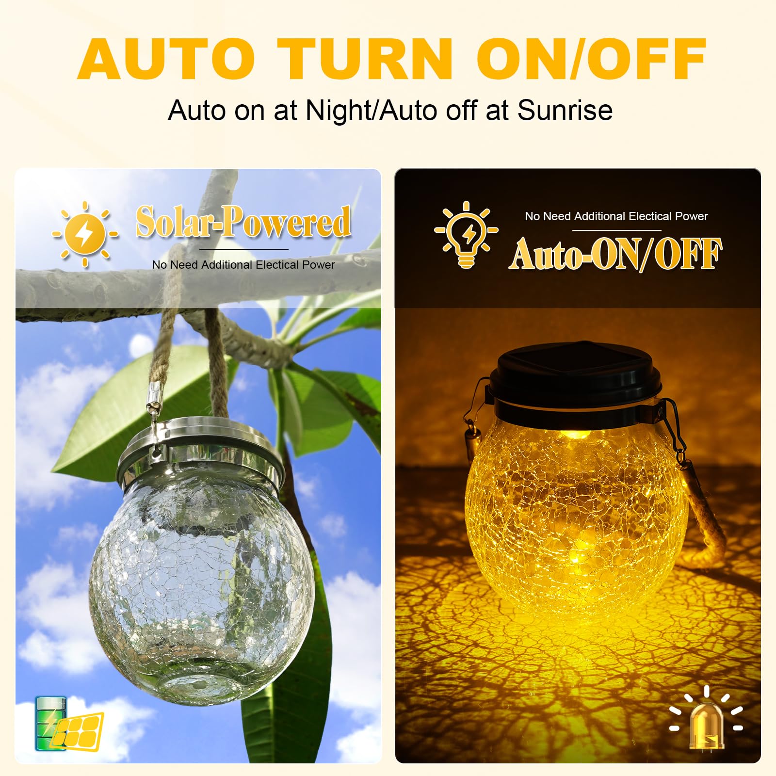 Dbf Solar Lanterns - Waterproof  le Glass Ball Lights, 4-Pack, Amber Warm, Model Dbf-Lantern-4W, Perfect For Outdoor Garden Decor