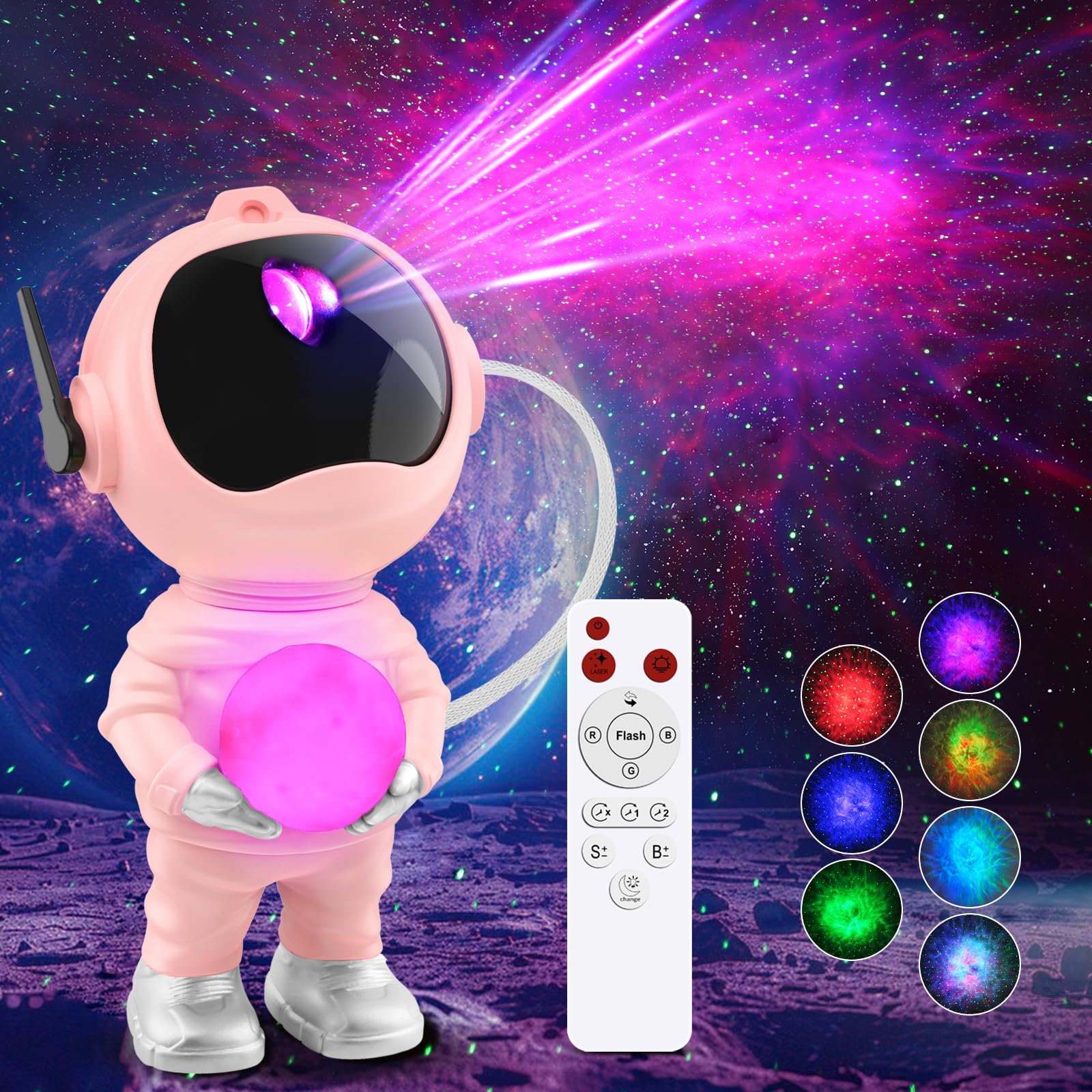 3 in 1 Star Projector with 8 Color Moon Lamp, Astronaut Galaxy Projector, Remote & Timer, 33 Light Effects LED Nebula Night Ligh