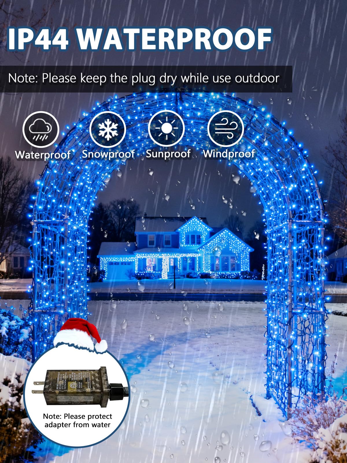 Voice Controlled Christmas Lights With Remote  99 Ft 300 Led String Lights Indoor Outdoor With 12 Modes 3 Timers  Dimmable Twinkle Light Plug In Waterproof For Xmas Tree Yard Party Decorations  Blue