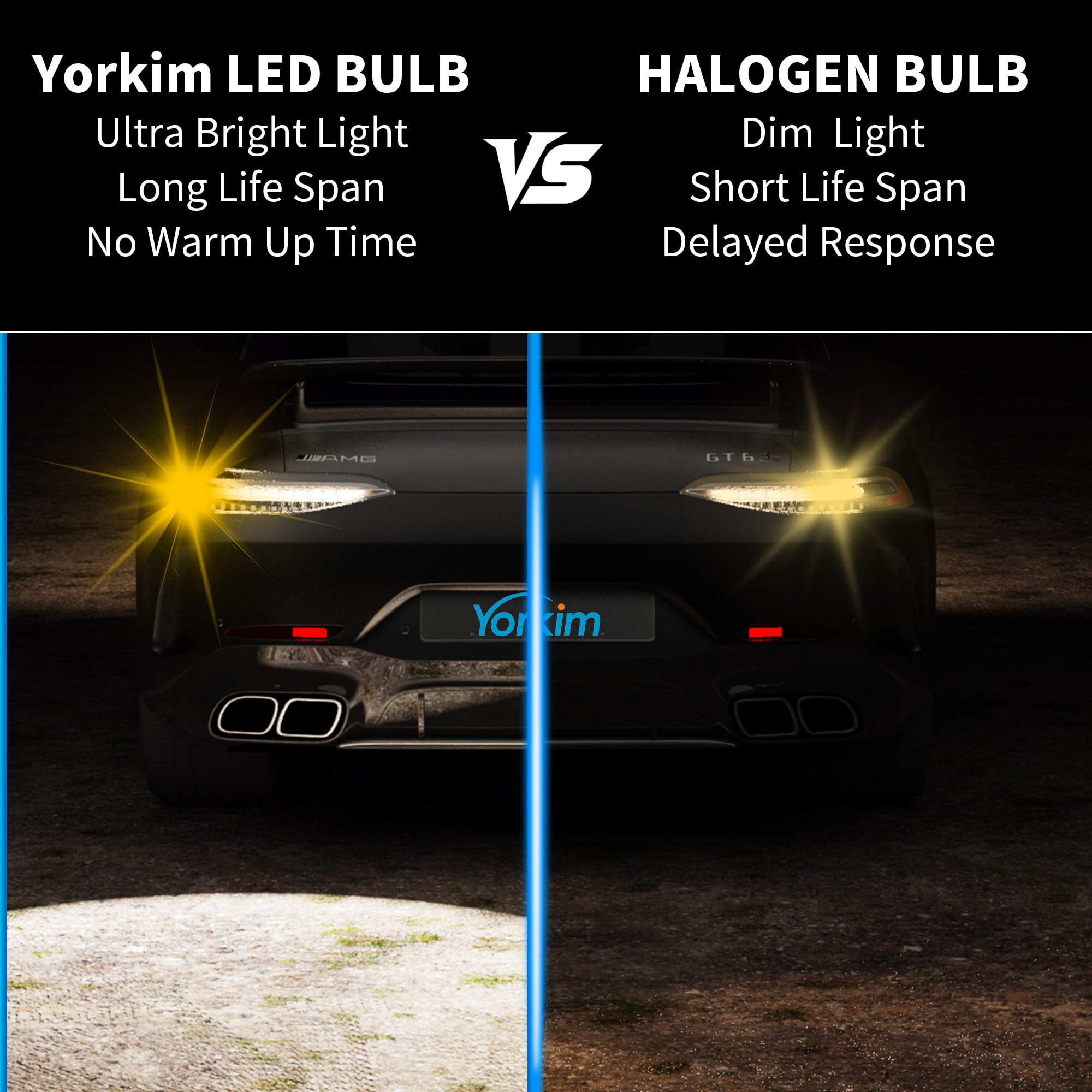 Yorkim 3157 LED Light Bulbs, Amber, Super Bright, Pack of 2, for Brake Lights and Reverse Lights