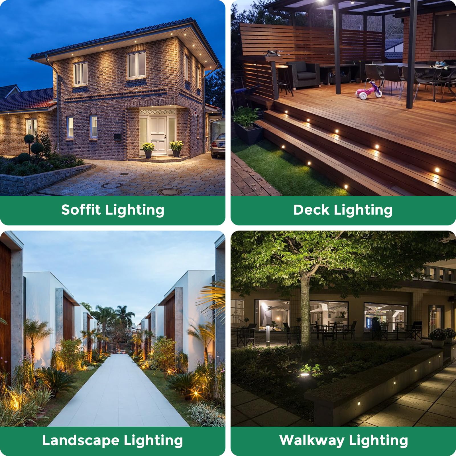 Gardencoin Outdoor LED Lights, 3W Low Voltage In-Ground Soffit & Deck Lighting, 1.89" Solid Metal, 5000K Cool White, 6-Pack