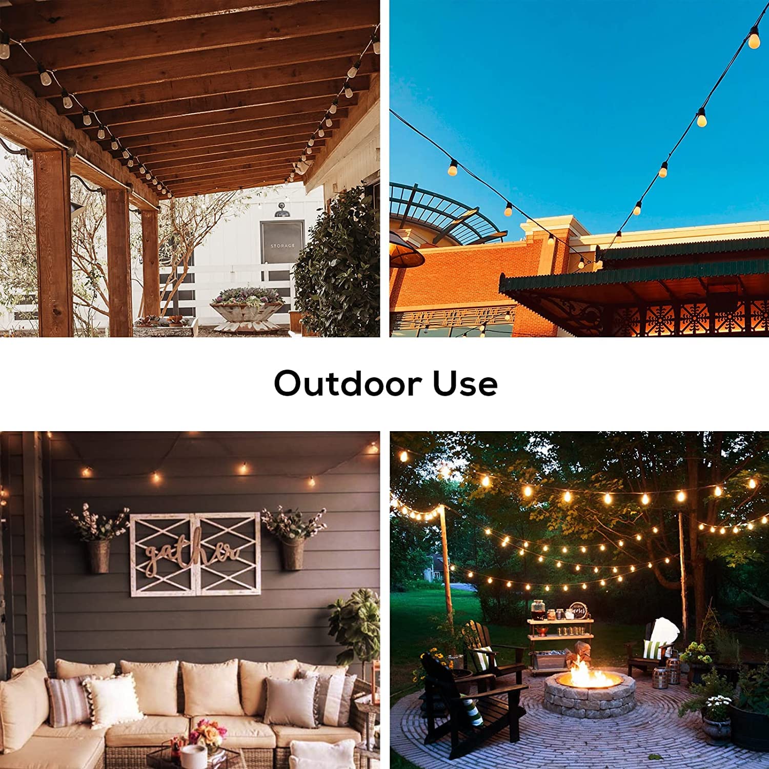 Banord 51FT Outdoor String Lights - Waterproof Black LED Bulb Patio Lights, Shatterproof for Backyard, Garden, Wedding, Party