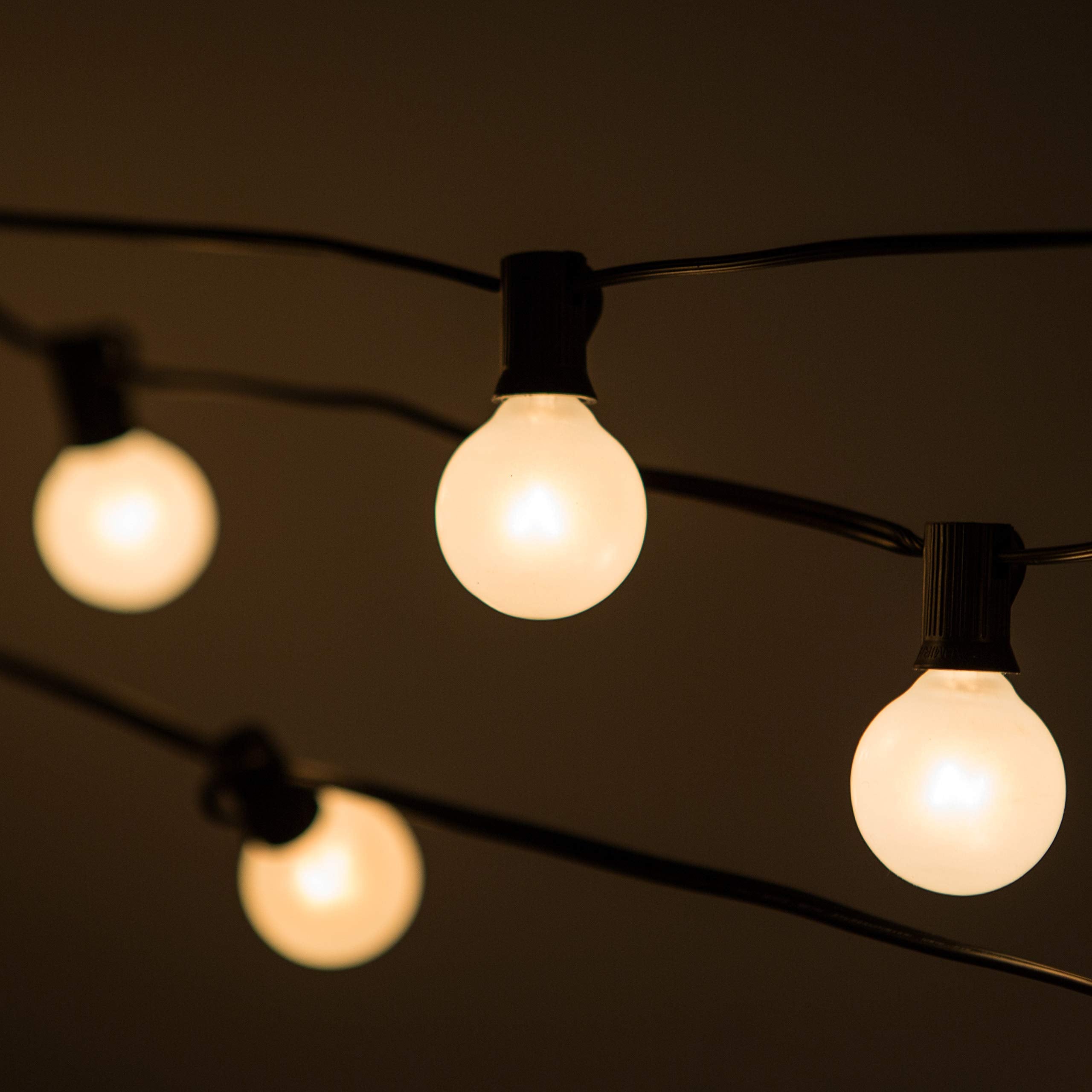 Hometown Evolution Outdoor Patio Globe String Lights - 50 Foot, G40 White Pearl Bulbs, Green Wire