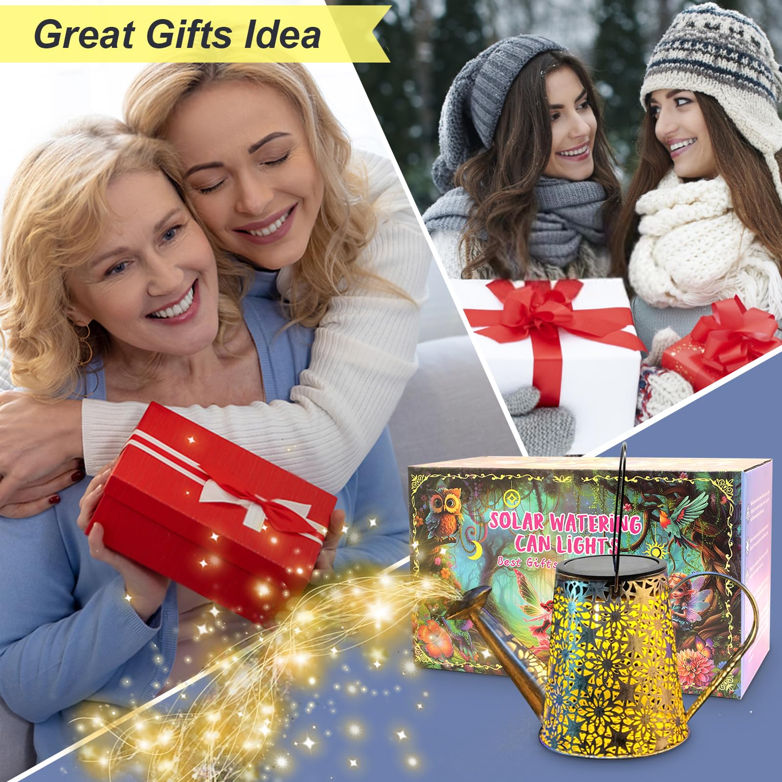 Vookry Solar Watering Can Lights, Large Retro Metal Hanging Lanterns Solar Lights Outdoor Waterproof, Garden Decor Yard Art For Porch Landscape Patio Gardening Gifts For Mom Grandma Women Christmas