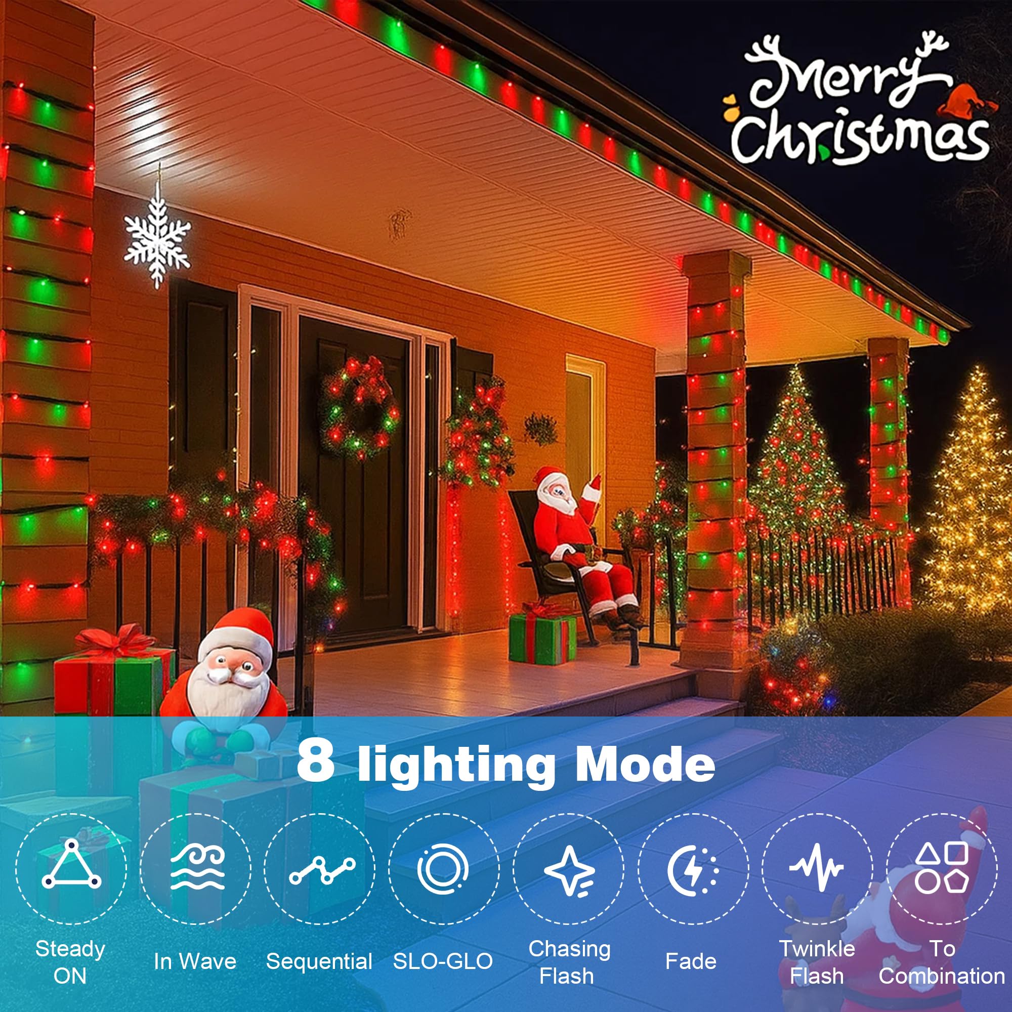 Domolli Christmas Lights 500Led 164Ft  Waterproof Christmas Tree Lights With 8 Modes  Remote Control 3 Timers & Memory Function Xmas Decorations For House And Holiday (Red And Green)
