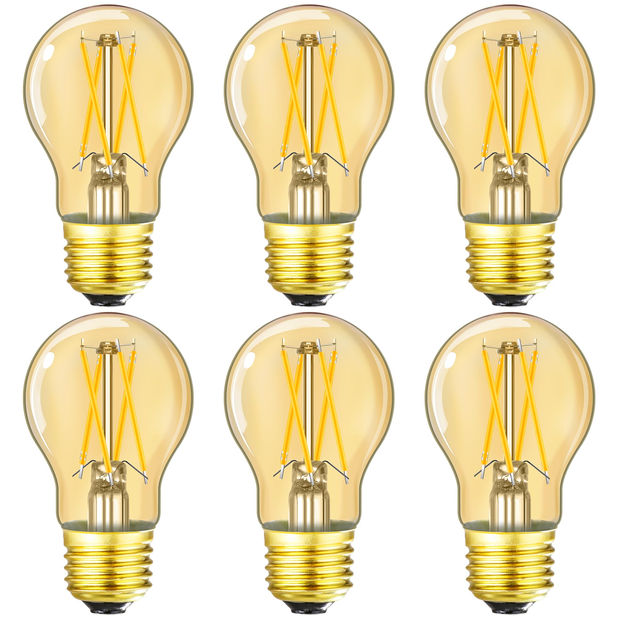 Leools Dimmable E26 Amber Led Bulb 6W Equal 60 Watt Vintage Led Edison Bulb Ac120V 2700K A15 Led Bulb For Ceiling Fan Light Bulb