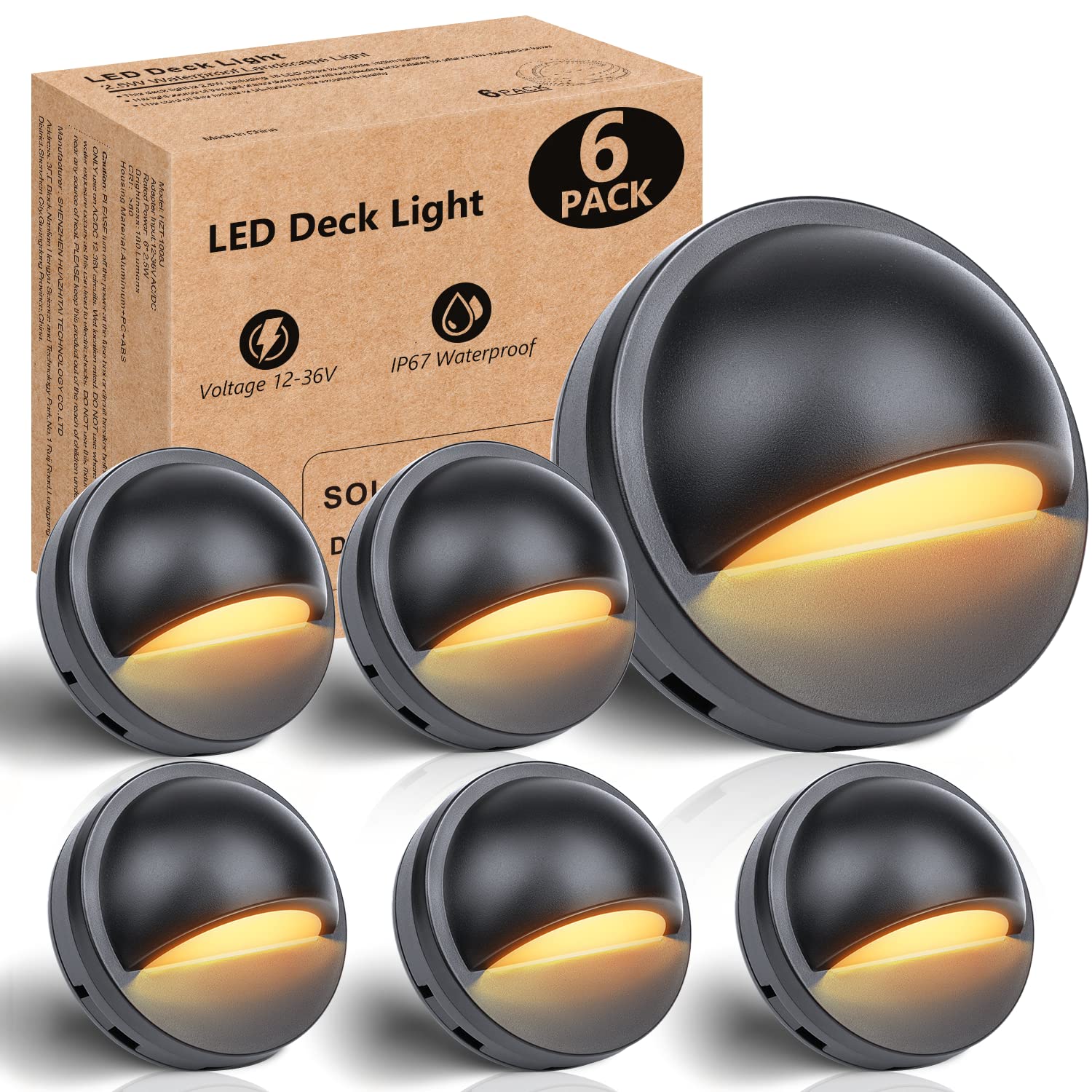 Hiboitec Low Voltage Led Deck Lights, Ip67 Waterproof 2700K Warm Accent Lighting, 6 Pack