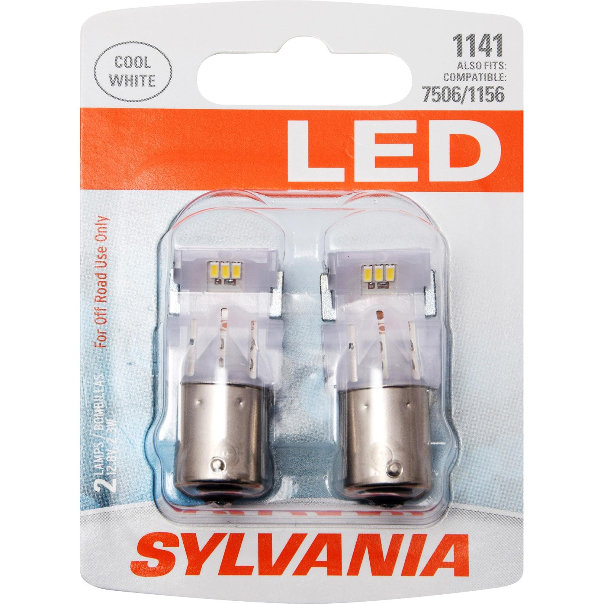 SYLVANIA 1141 LED Mini Bulb - Bright White, Ideal for DRL & Reverse Lights, Contains 2 Bulbs