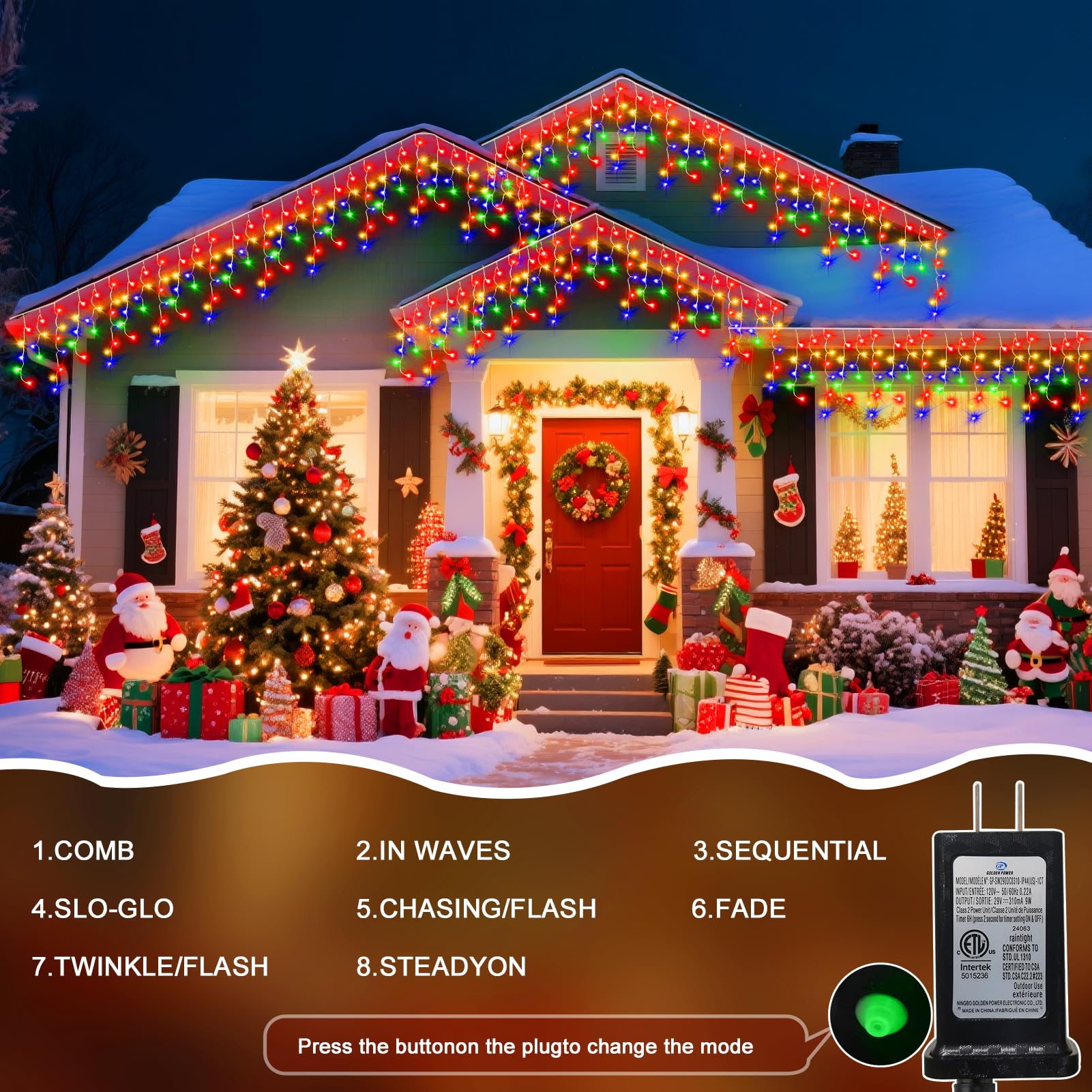 Jdgjyds 98 Ft String Lights For Outside  960 Led Christmas Lights Outdoor Plug In  Christmas String Lights With 8 Modes & Timer For Holiday  Party  Wedding  House  Patio  Outdoor Decor(Multicolor)
