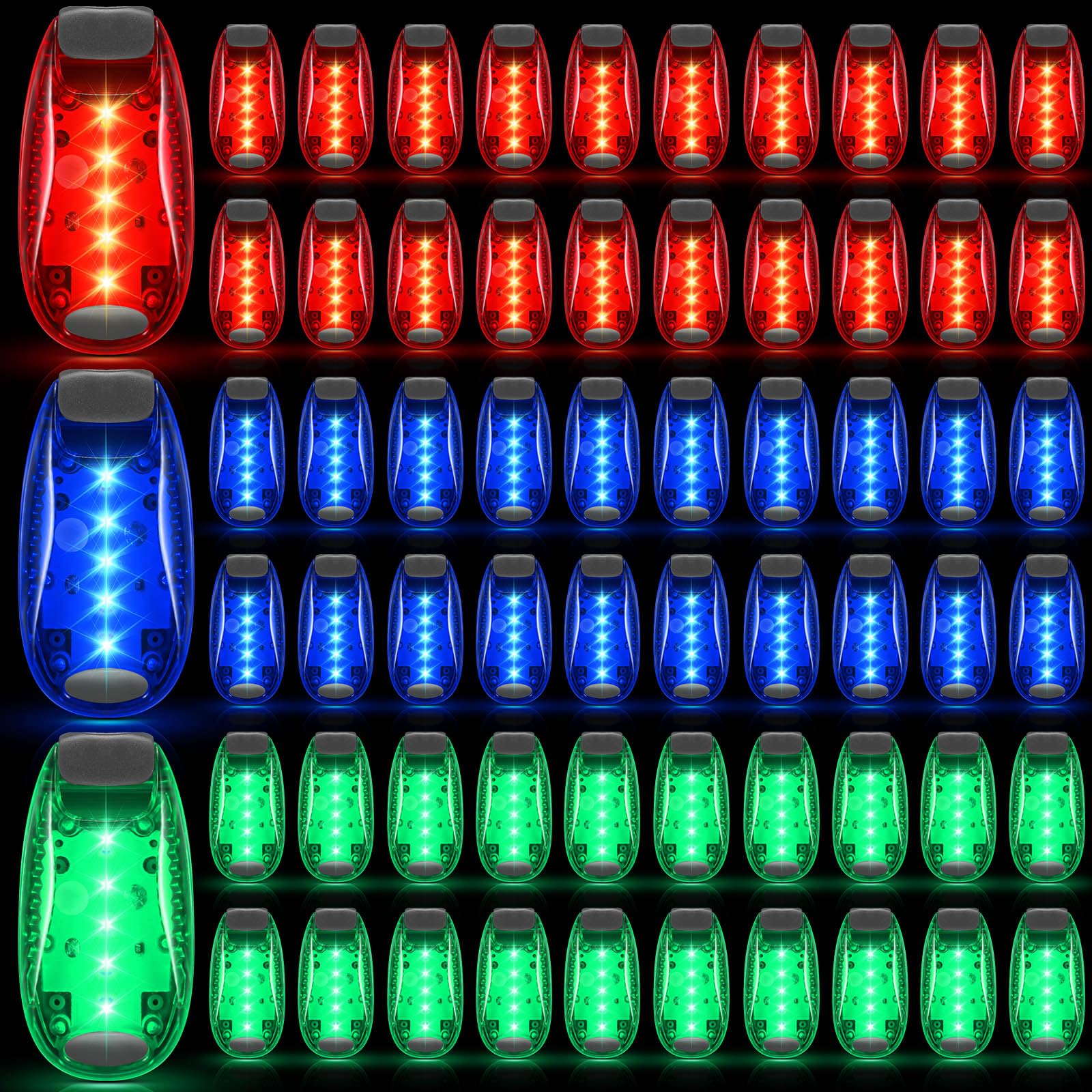 Copkim 60 Pcs 30/60/100 Pcs LED Running Light Nighttime High Visibility Accessories Safety Clip on Flashing Strobe Light for Run