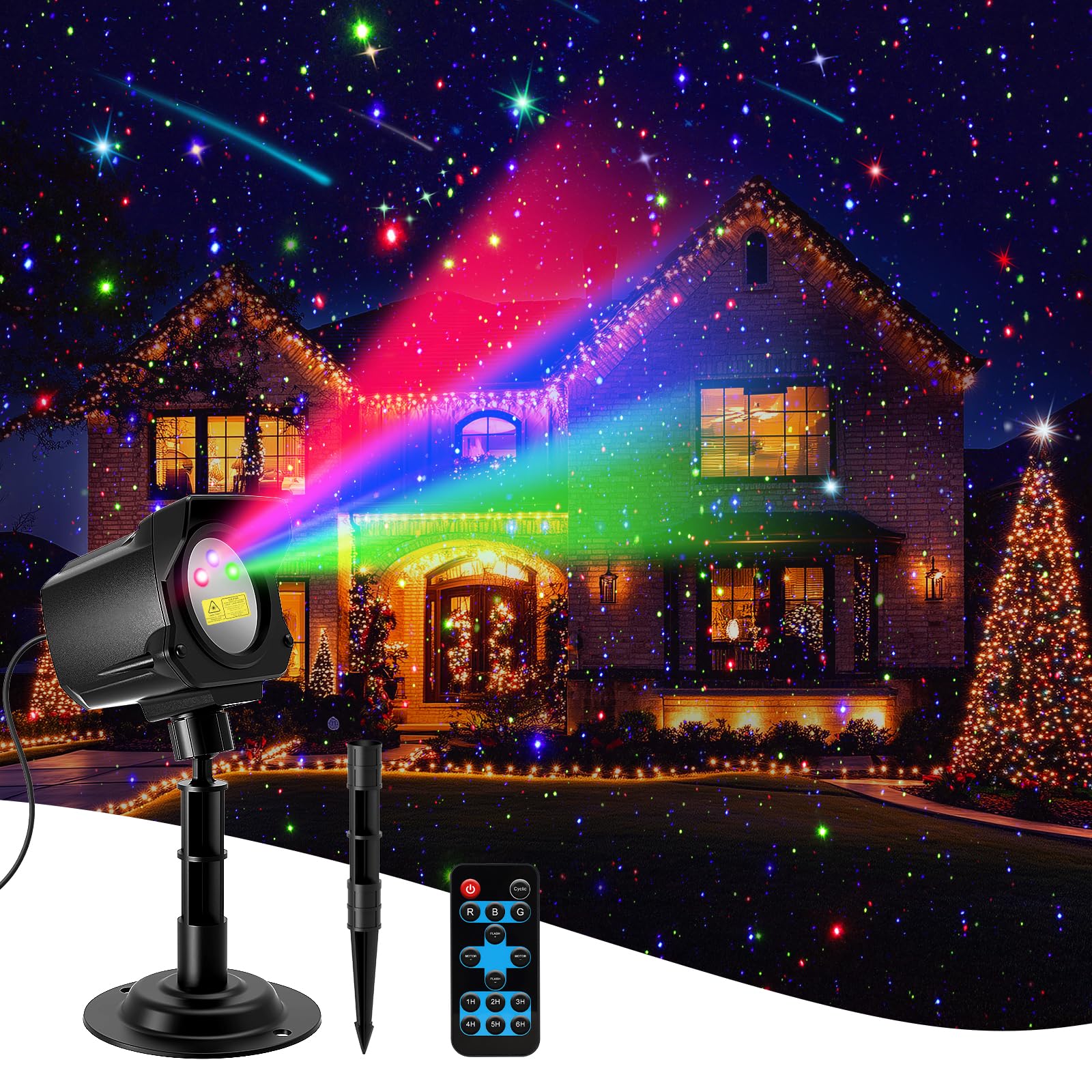 Yivsen Laser Christmas Projector Lights Outdoor, Christmas Decorations Stars Light Show, Efficient Heat Dissipation, Waterproof,