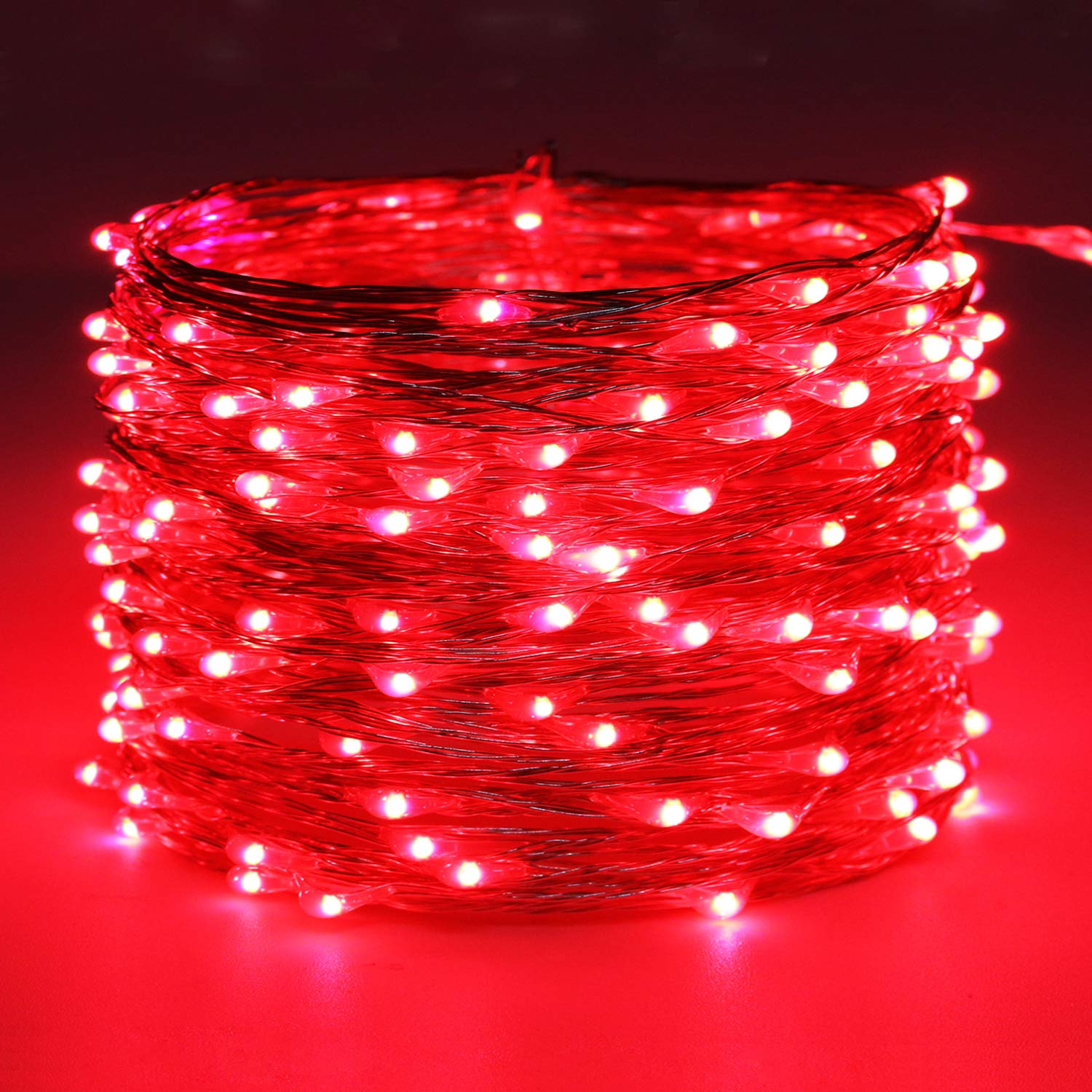 RUICHEN USB Fairy String Lights - 66 Ft, 200 LED, Red, Copper Wire & ABS, On/Off Switch, Model UY-20M200L