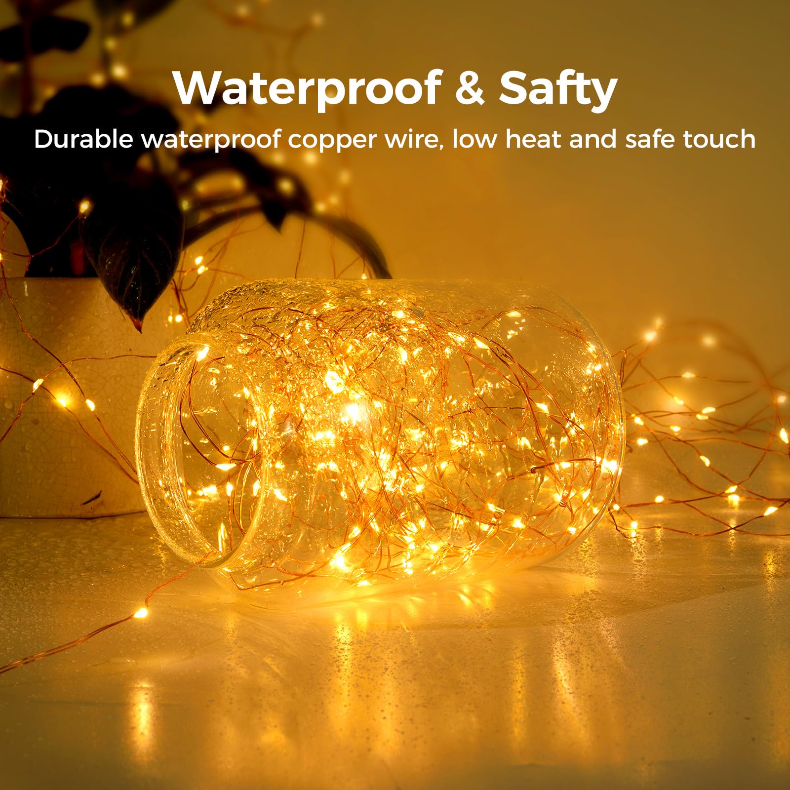 Ariceleo 1 Pack 32. 8 Ft. Usb Powered Fairy Lights With Remote & Timer, 100 Led Usb Twinkle String Lights - Silver Wire, 8 Modes, Waterproof, Warm White Starry Lights For Party, Wedding, Christmas