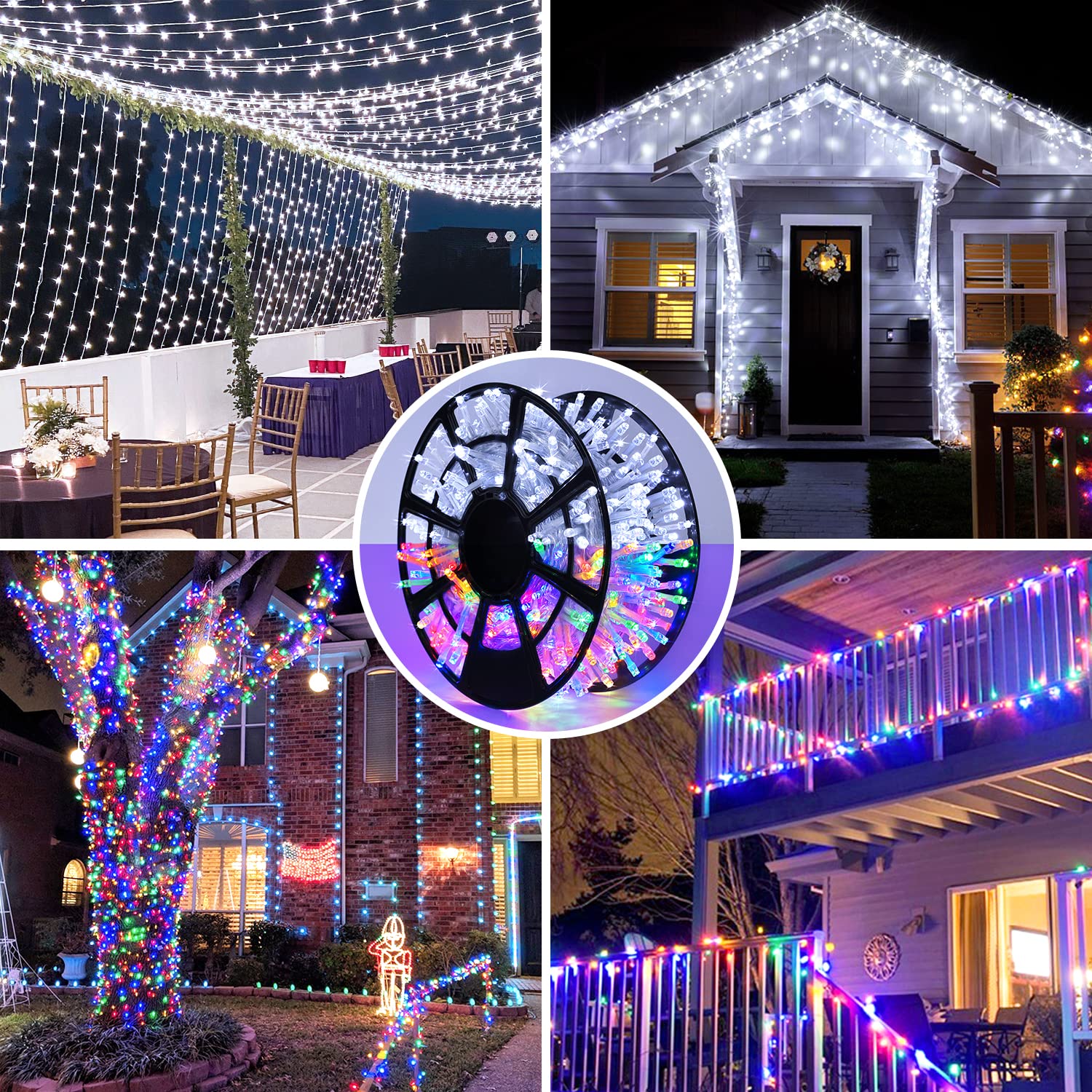 Jmexsuss 500 Led Color Changing String Lights, 163Ft White & Multicolor Christmas String Lights With Remote, Outdoor Christmas L