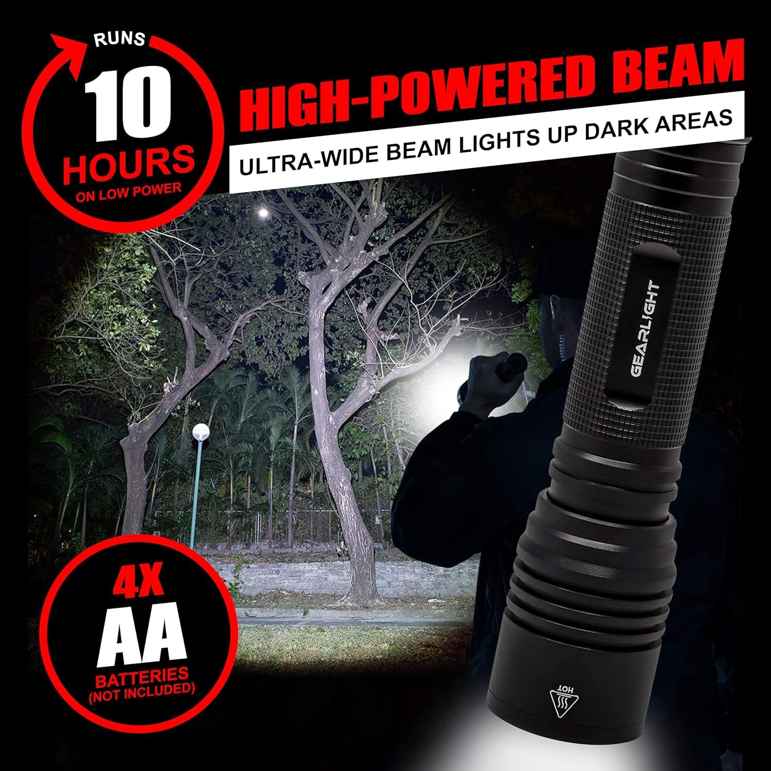 GearLight S2000 LED Flashlight - Super Bright Tactical Light, Mid-Size, Aluminum, 1 Pack (Batteries Not Included)