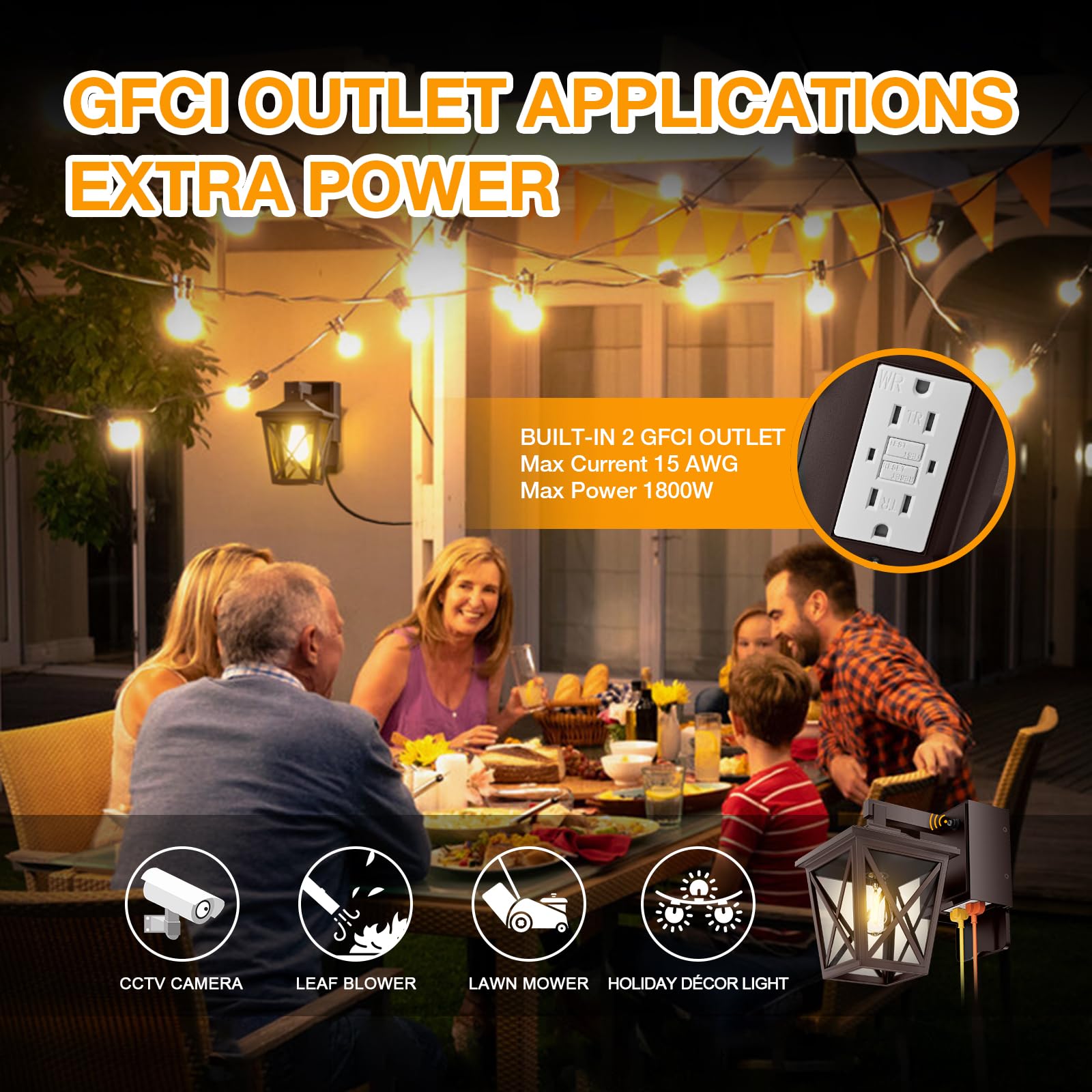 Ehaho Porch Lights With Outlet, Dusk To Dawn Outdoor Light With Outlet Built-In, Waterproof Anti-Rust Lantern Outside Light With