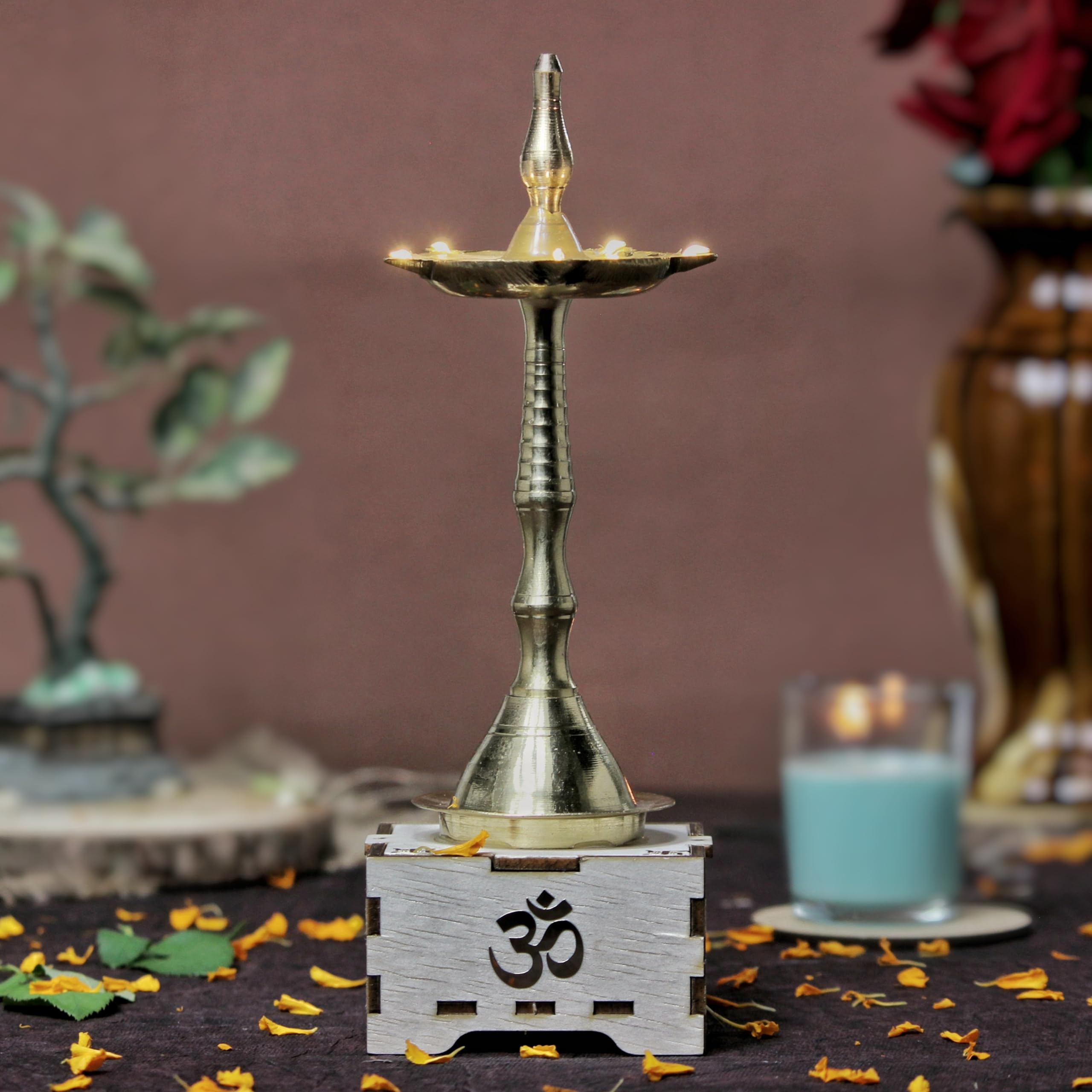 SolarBasket Akhand Solar Diya for Puja,Temple,Home Decoration 5 Bati(Vat) Battery Operated Light Samai Gifting Diva for Pooja,LE