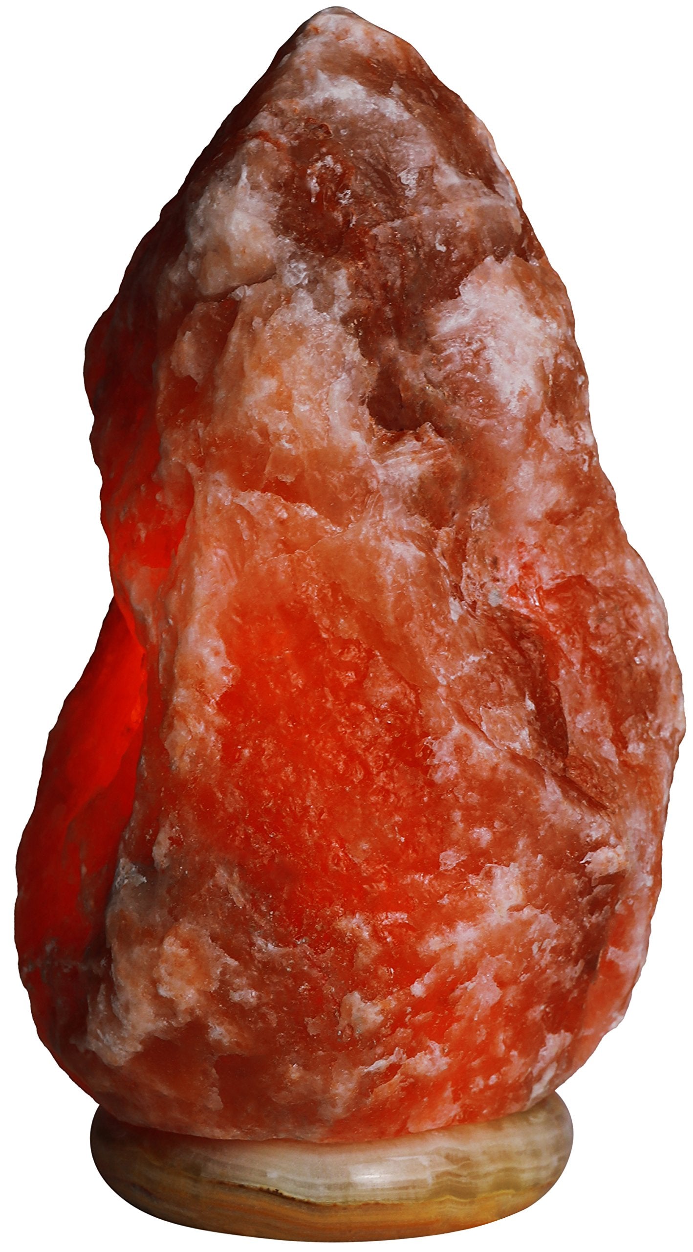 Himalayan Rock Salt Natural Crystal Lamp, 11.5&quot; Tall – Soft Calm Therapeutic Light – Naturally Formed Salt Crystal Design On Onyx Marble Base – Tibetan Evaporated Rock Lamps – Dark Orange Hue