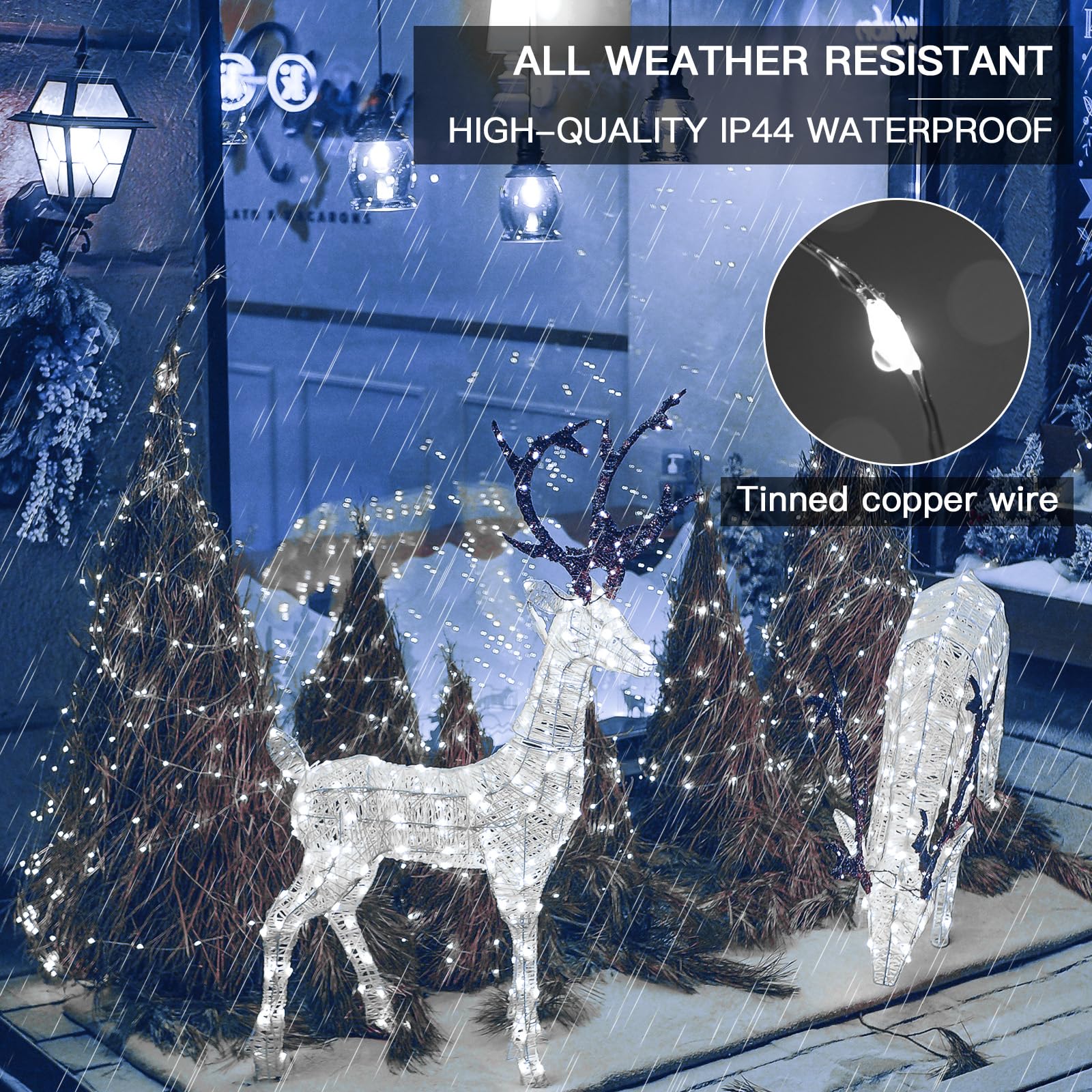 Suddus Solar Fairy Lights Outdoor Waterproof, 2 Pack 33Ft 100 Led Solar Twinkle Lights, 8 Modes White Solar Christmas Lights For