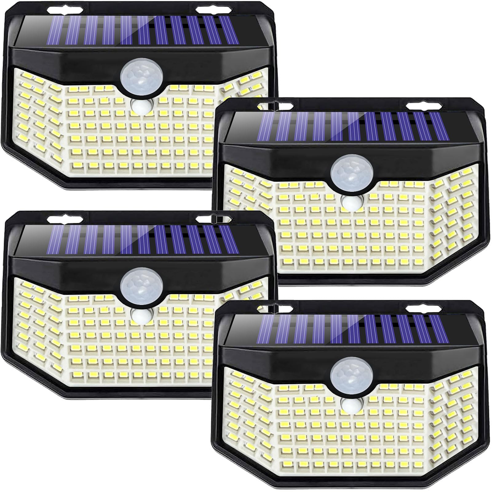 Hmcity 120 Led Outdoor Solar Lights With Motion Sensor And 3 Lighting Modes, Ip65 Waterproof Wide Solar Wall Lights Ideal For Ga