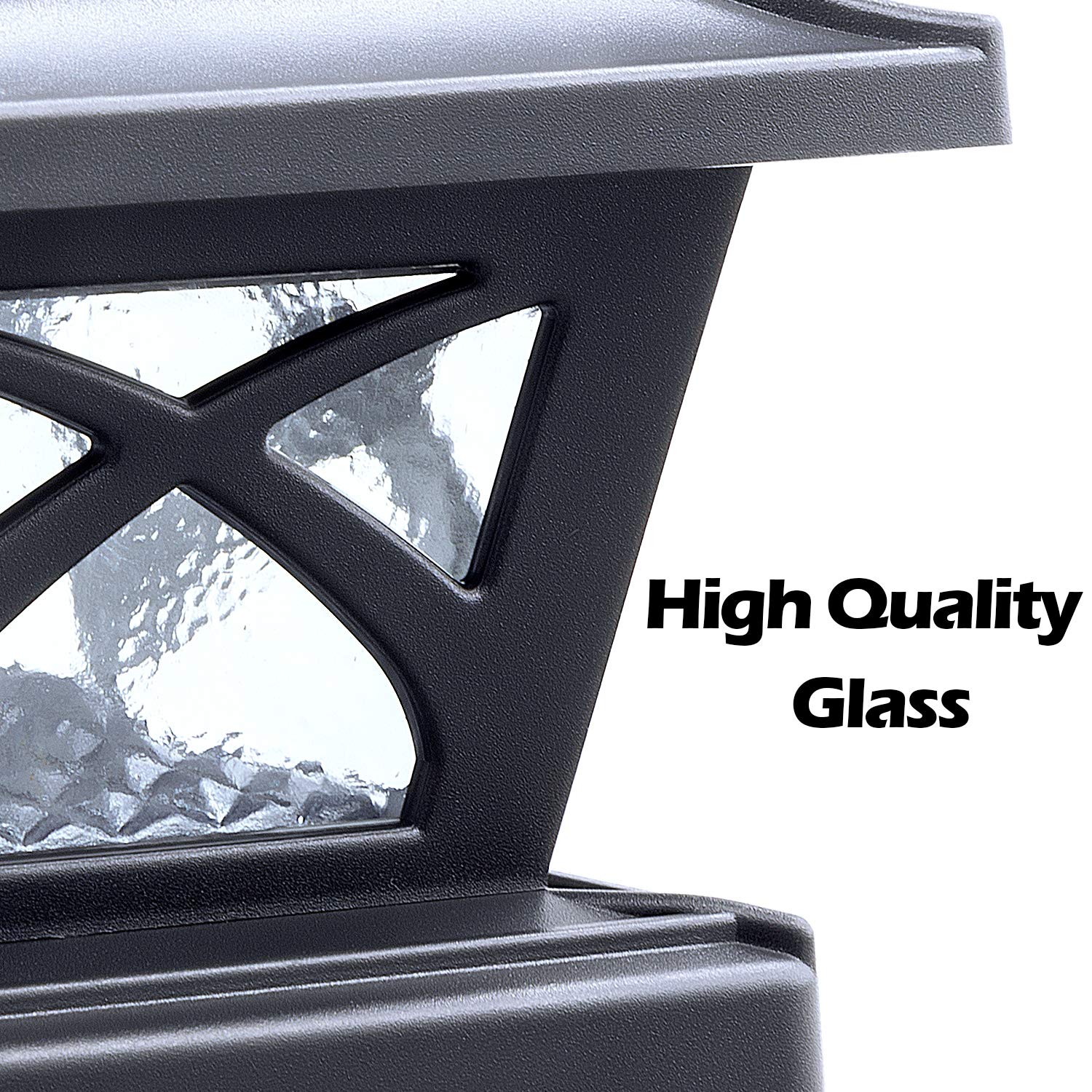 SIEDiNLAR Solar Post Cap Lights, 8 LEDs, 2 Color Modes, Glass, 4 Pack, Brown, Model SD012Z-4PK