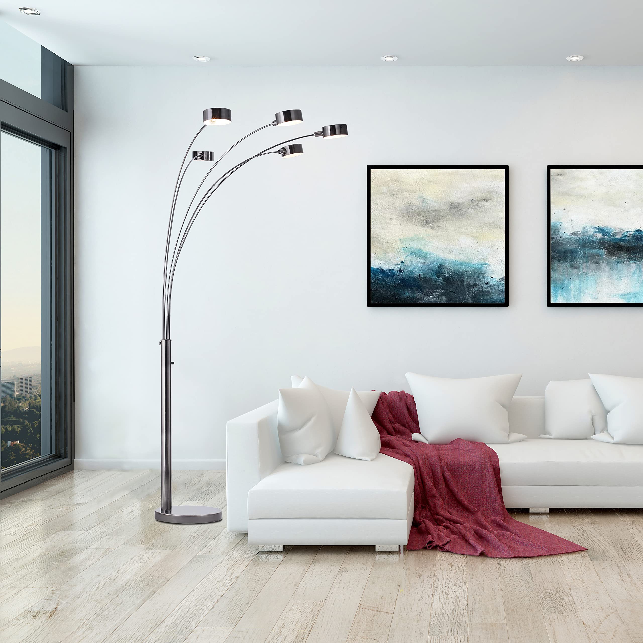Artiva Usa Micah - 5 Arc Floor Lamp W/Dimmer Switch, 360 Degree Rotatable Shades - Bright & Attractive, Brushed Black Nickel