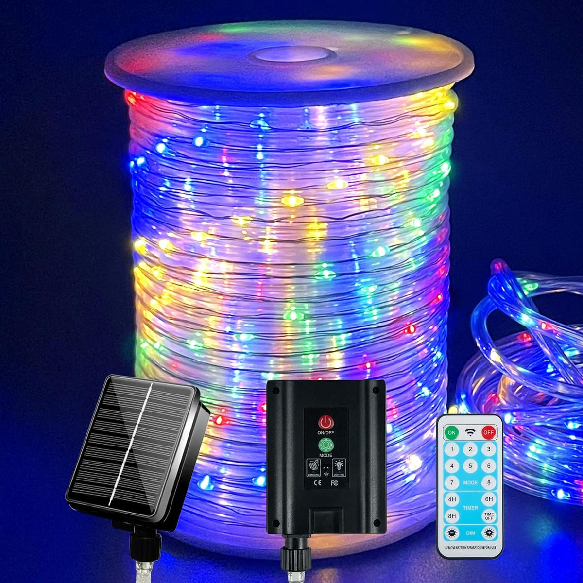 196Ft 600 Led Rope Lights Outdoor Waterproof With Remote 60 Meters Solar Powered String Lights 8 Modes Super Long Fairy Light Wi